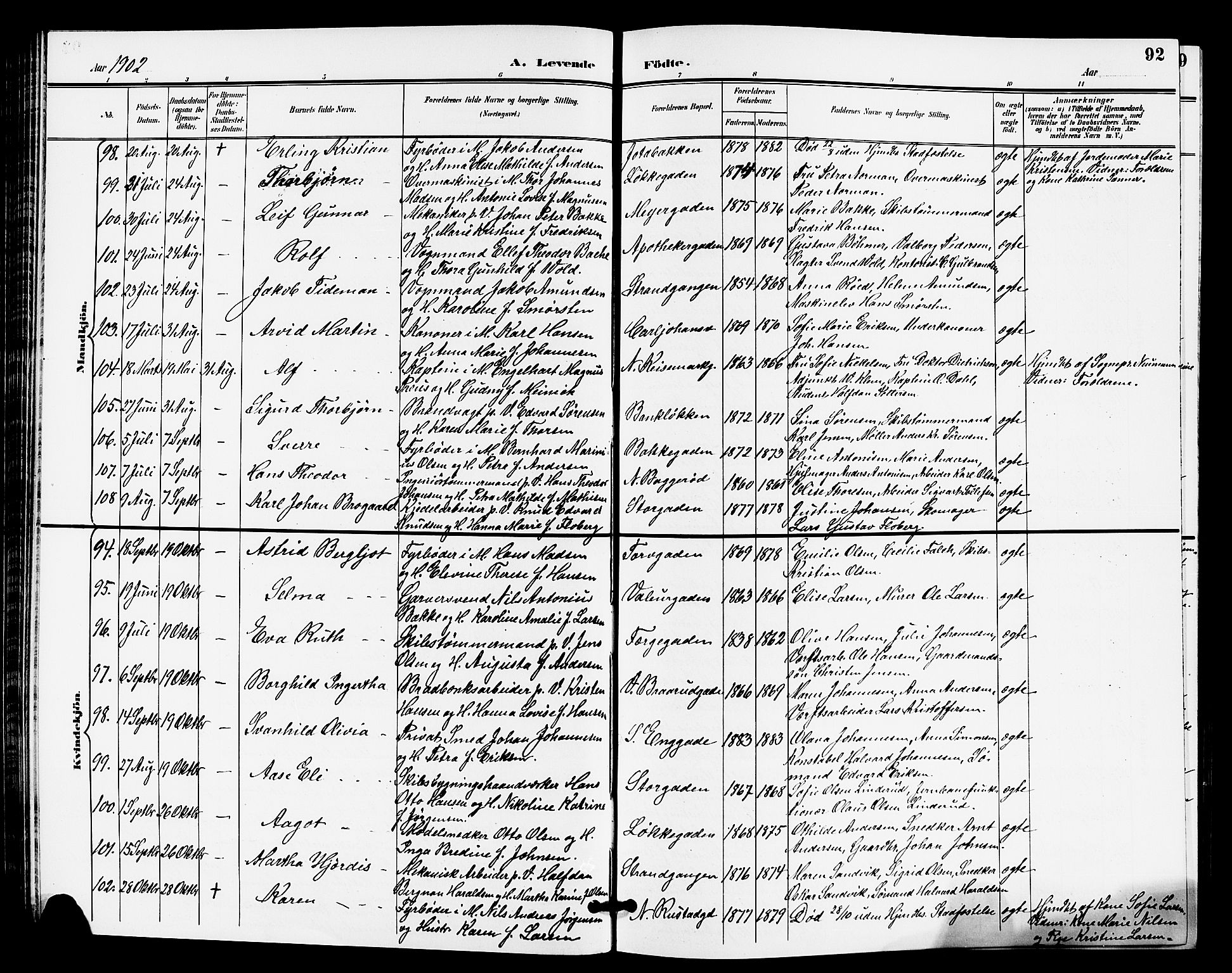 Horten kirkebøker, AV/SAKO-A-348/G/Ga/L0006: Parish register (copy) no. 6, 1896-1904, p. 92