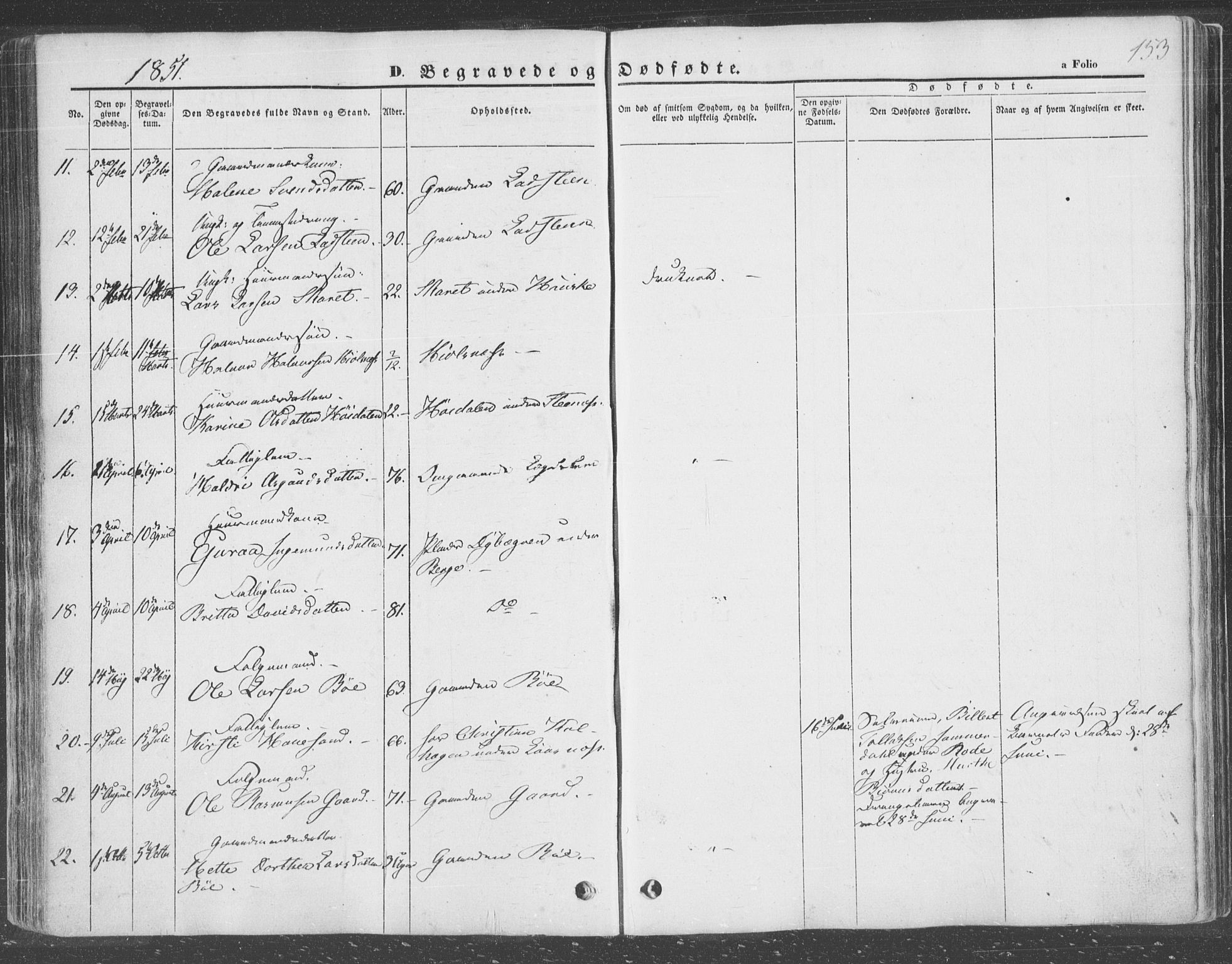 Finnøy sokneprestkontor, AV/SAST-A-101825/H/Ha/Haa/L0007: Parish register (official) no. A 7, 1847-1862, p. 153