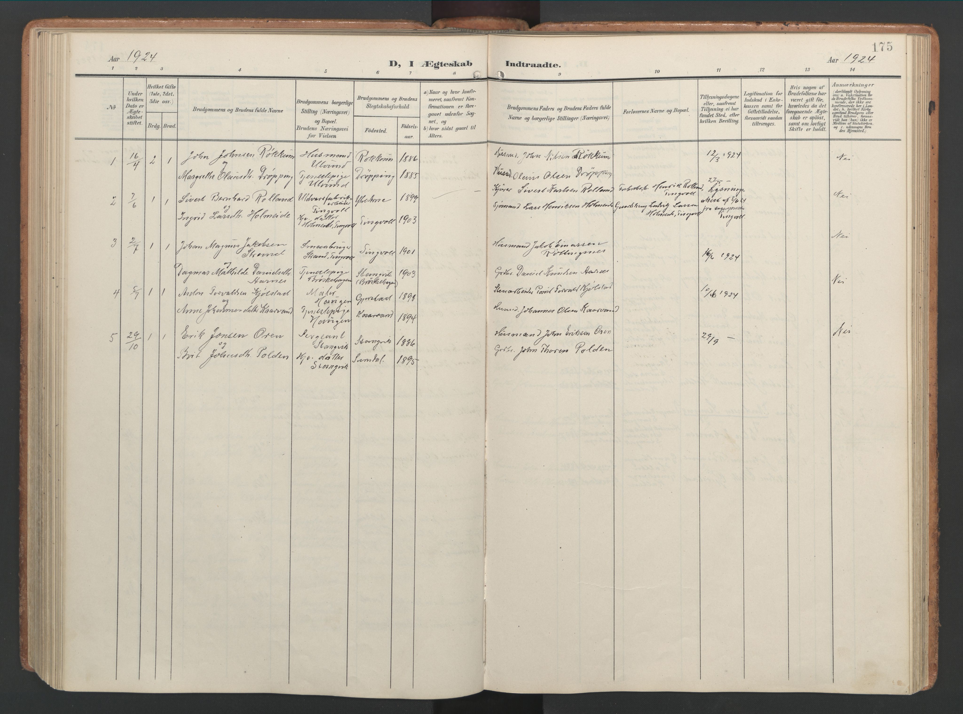 Ministerialprotokoller, klokkerbøker og fødselsregistre - Møre og Romsdal, AV/SAT-A-1454/592/L1030: Parish register (official) no. 592A08, 1901-1925, p. 175