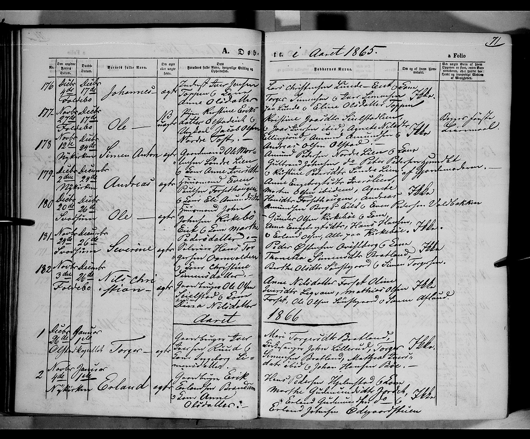 Gausdal prestekontor, SAH/PREST-090/H/Ha/Haa/L0009: Parish register (official) no. 9, 1862-1873, p. 71