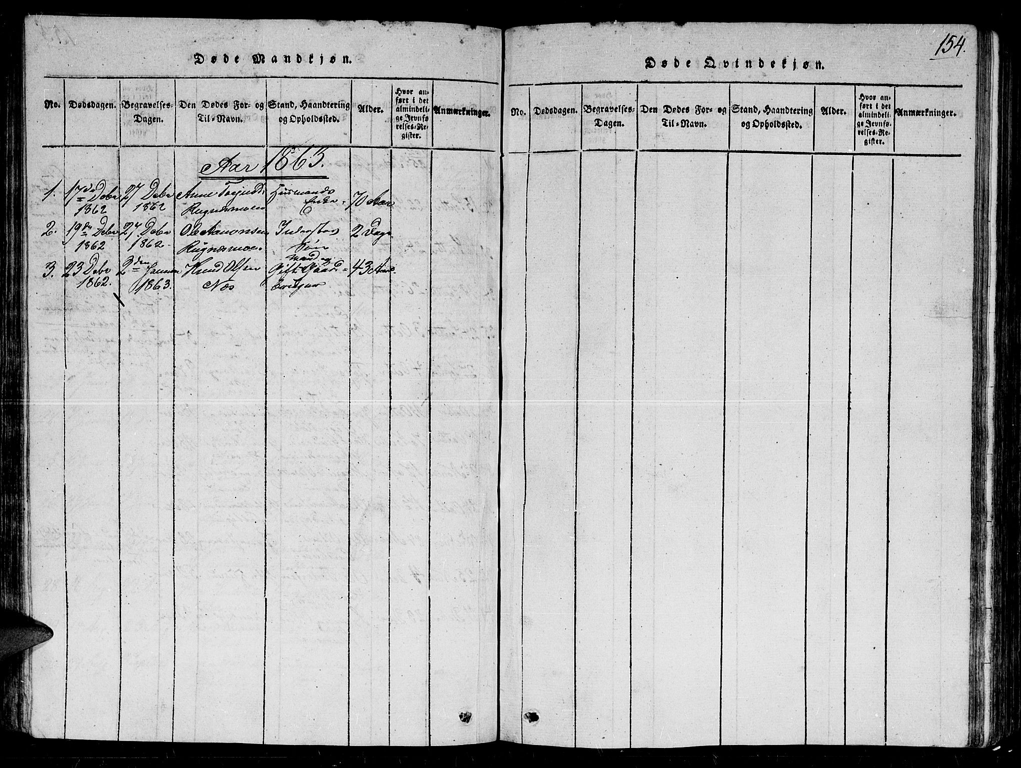 Gjerstad sokneprestkontor, SAK/1111-0014/F/Fb/Fbb/L0001: Parish register (copy) no. B 1, 1813-1863, p. 154