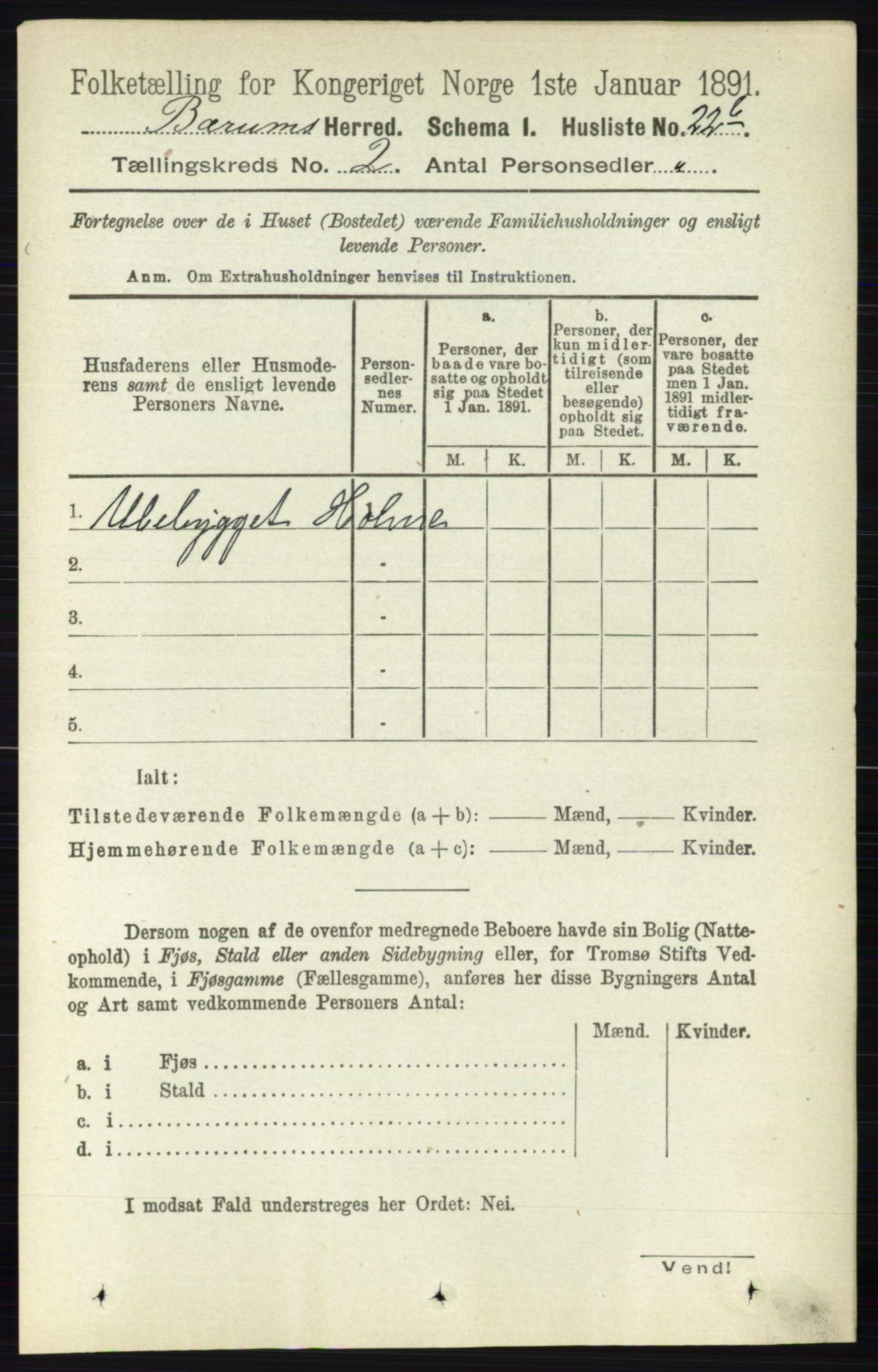 RA, 1891 census for 0219 Bærum, 1891, p. 973