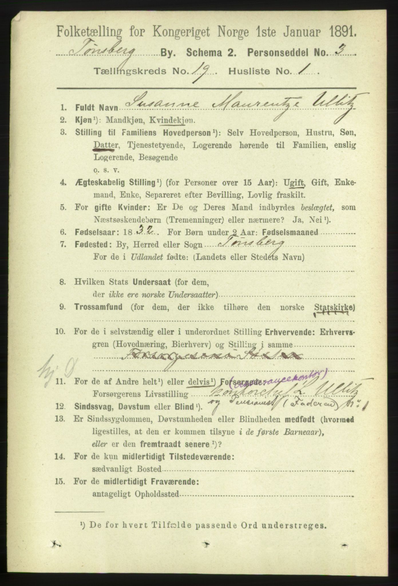 RA, 1891 census for 0705 Tønsberg, 1891, p. 5219