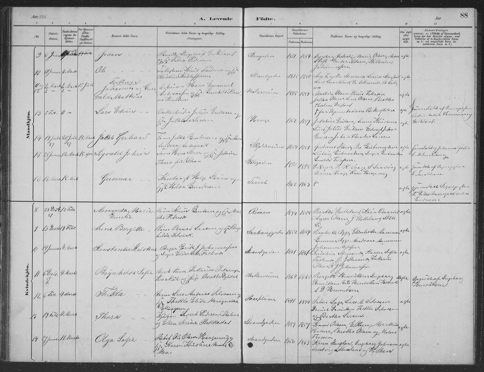 Haugesund sokneprestkontor, AV/SAST-A -101863/H/Ha/Hab/L0002: Parish register (copy) no. B 2, 1881-1894, p. 88