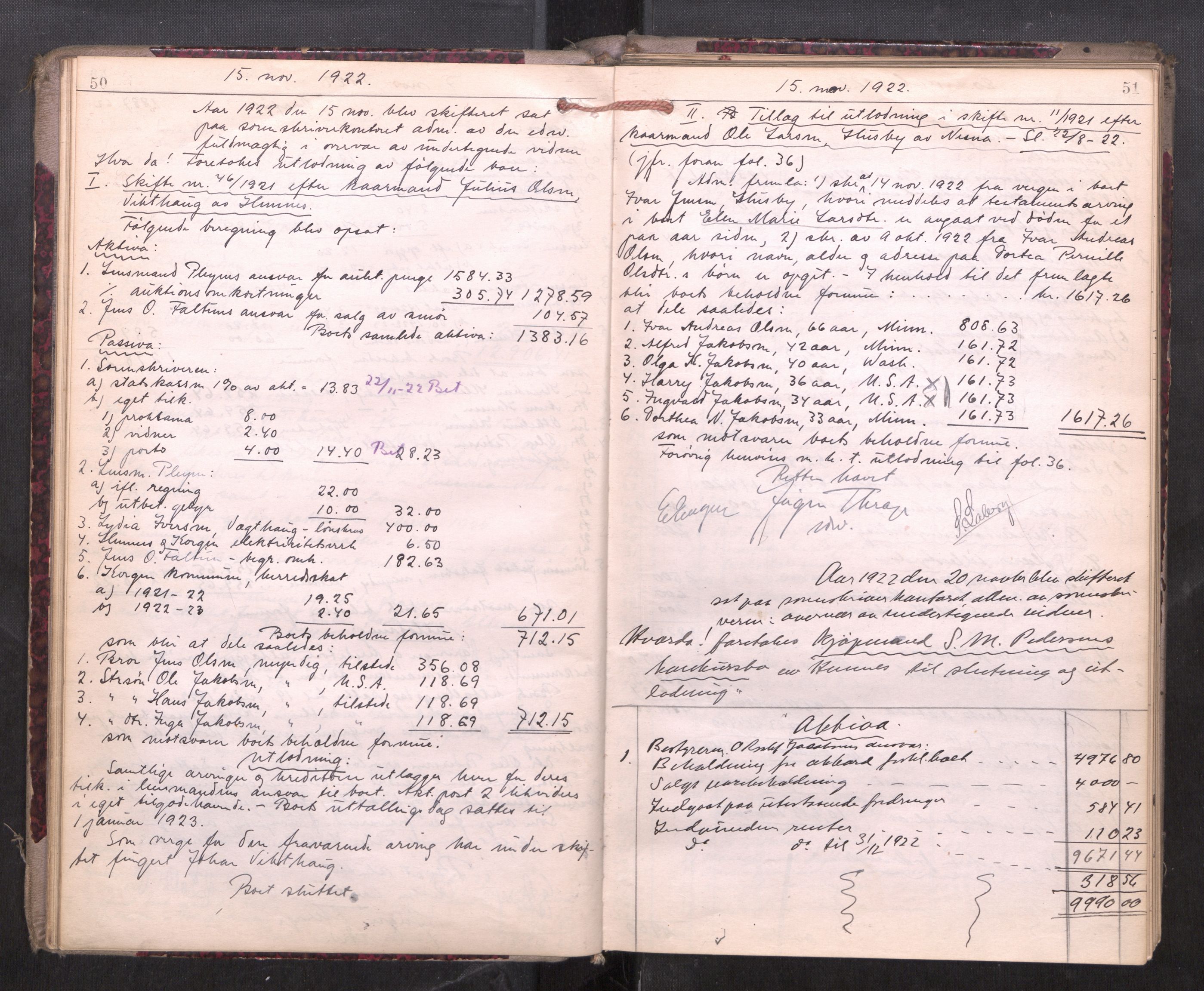 Rana sorenskriveri , AV/SAT-A-1108/1/3/3A/L0010: Skifteslutningsprotokoll, 1921-1927, p. 50-51