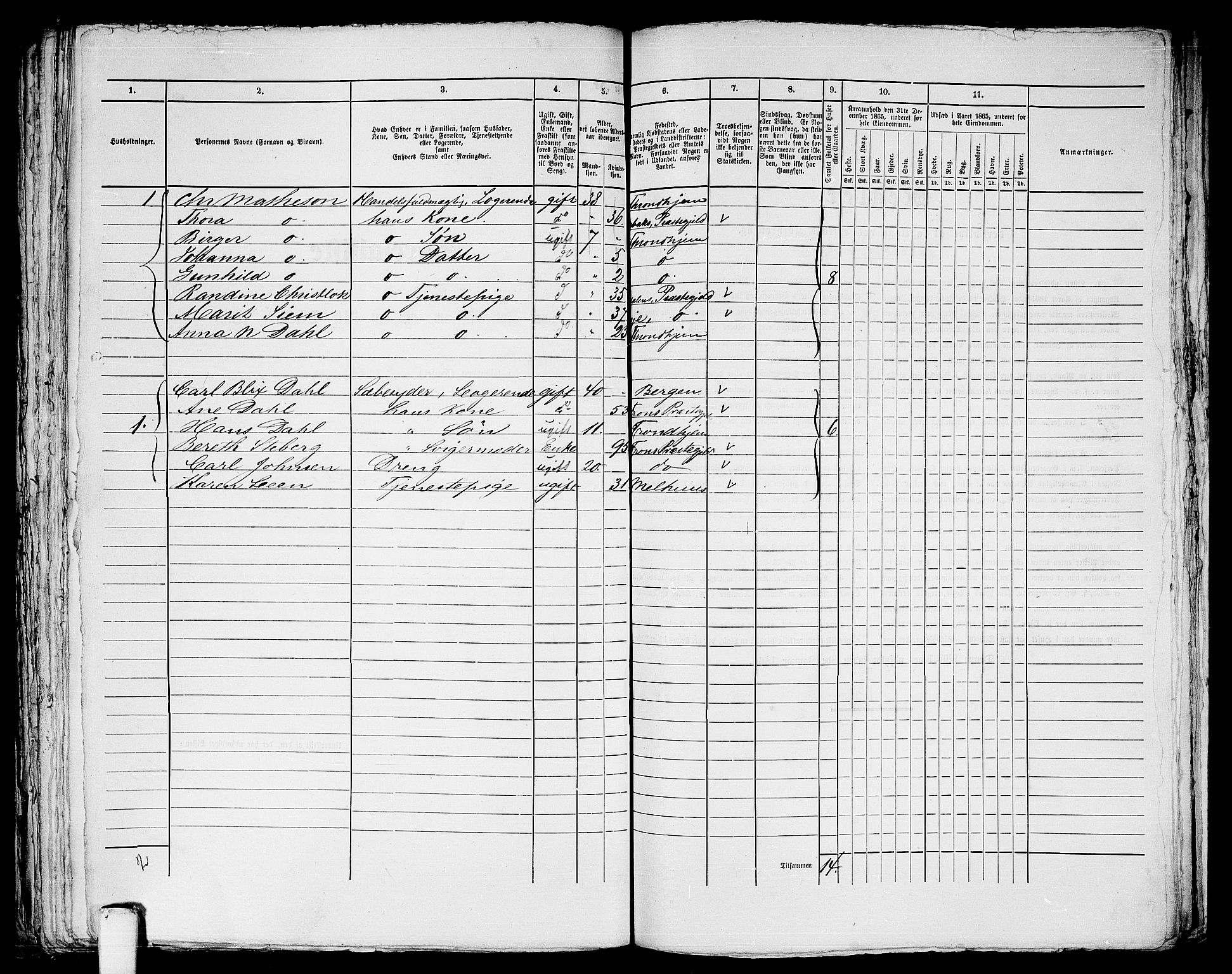 RA, 1865 census for Trondheim, 1865, p. 937