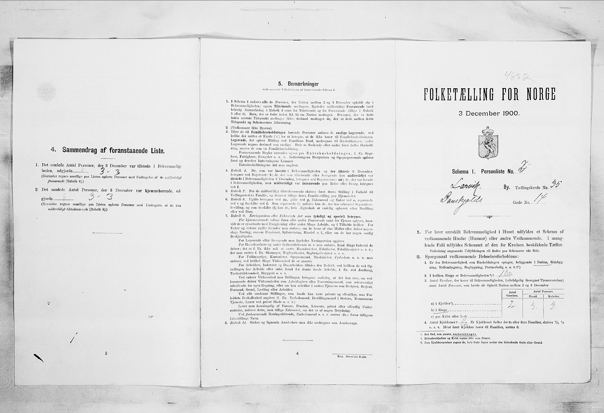 RA, 1900 census for Larvik, 1900, p. 4464