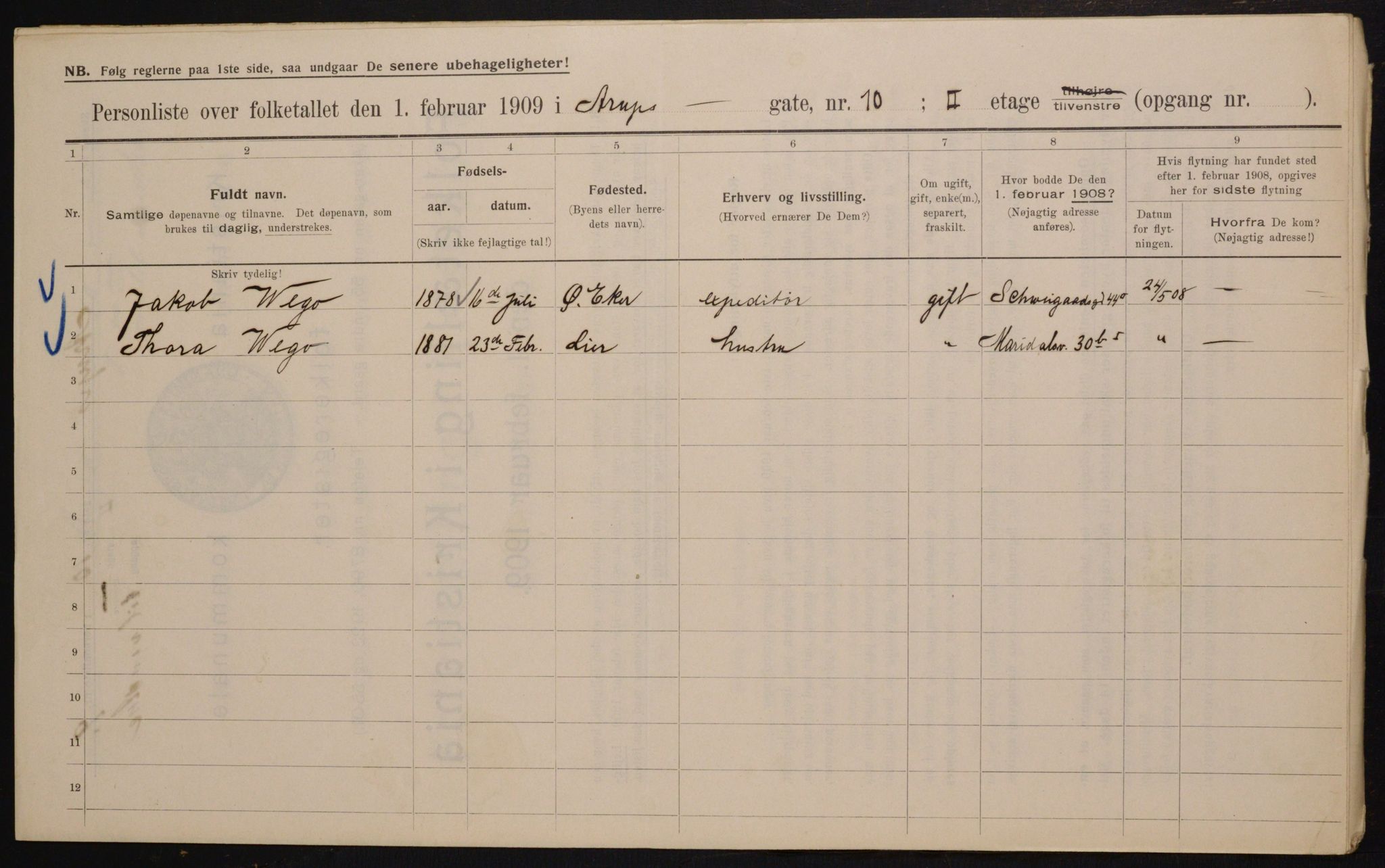 OBA, Municipal Census 1909 for Kristiania, 1909, p. 2101