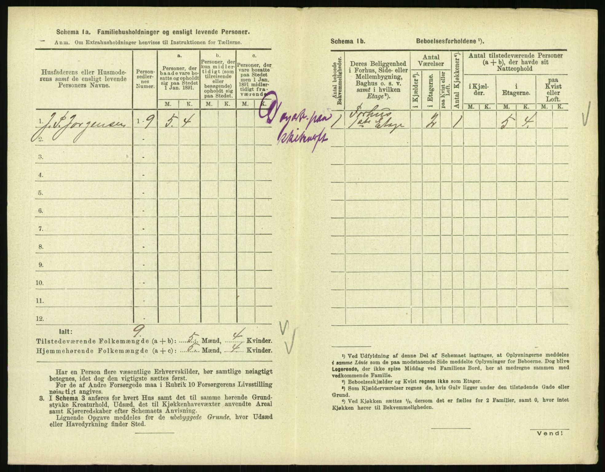 RA, 1891 census for 0801 Kragerø, 1891, p. 1285