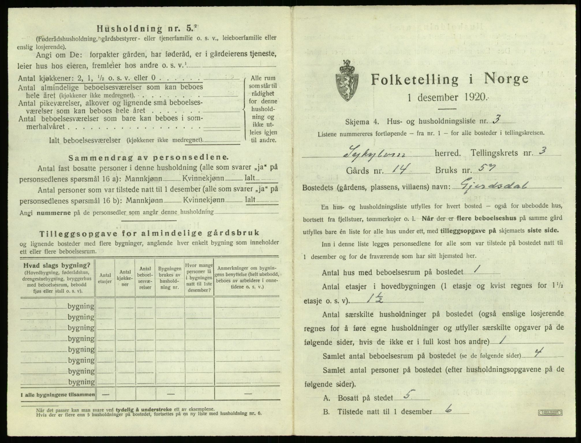 SAT, 1920 census for Sykkylven, 1920, p. 249