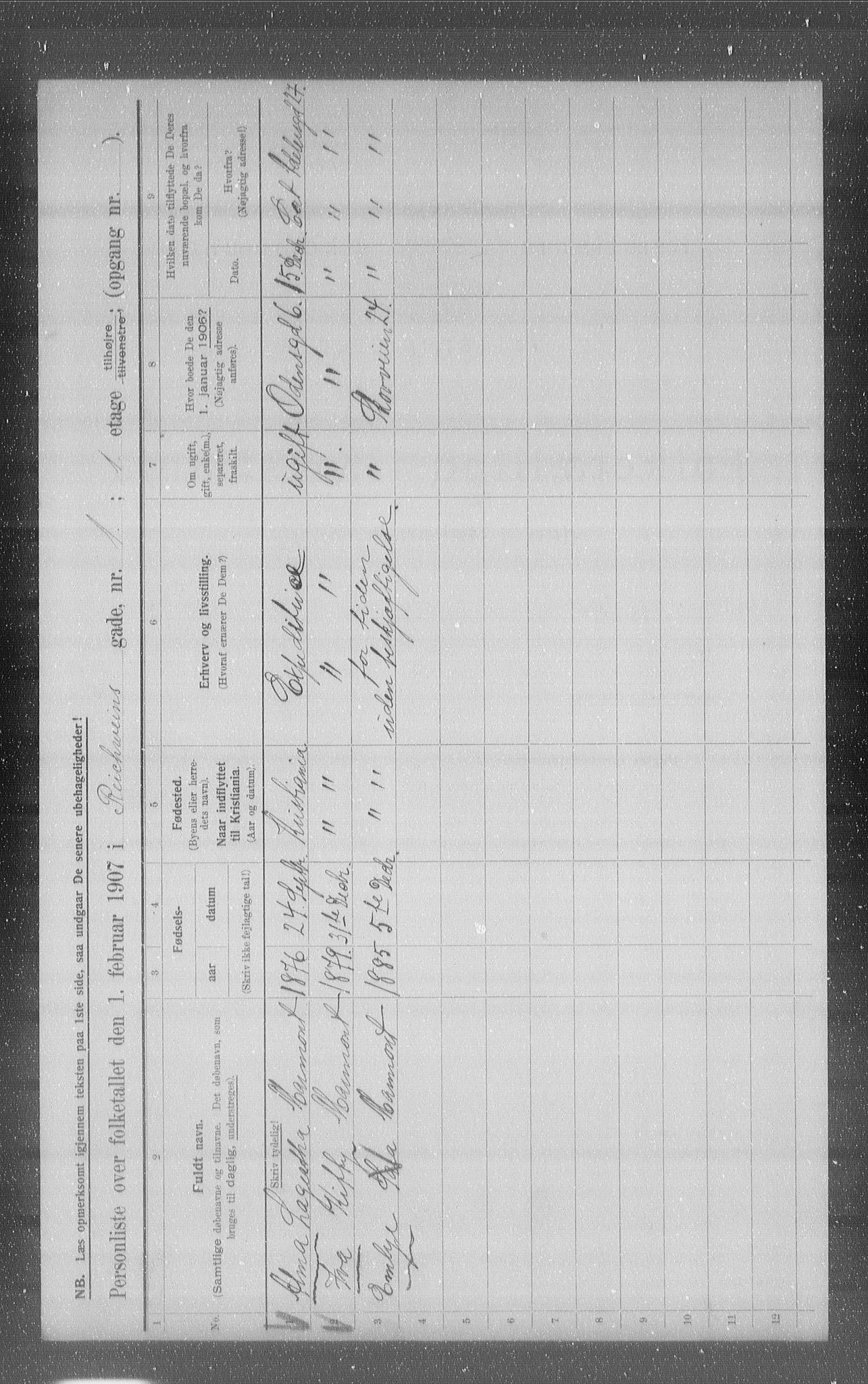 OBA, Municipal Census 1907 for Kristiania, 1907, p. 42171