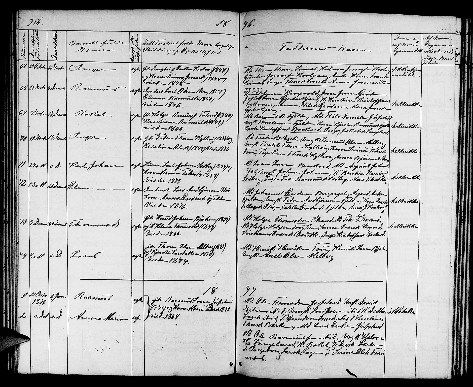 Strand sokneprestkontor, SAST/A-101828/H/Ha/Hab/L0003: Parish register (copy) no. B 3, 1855-1881, p. 356
