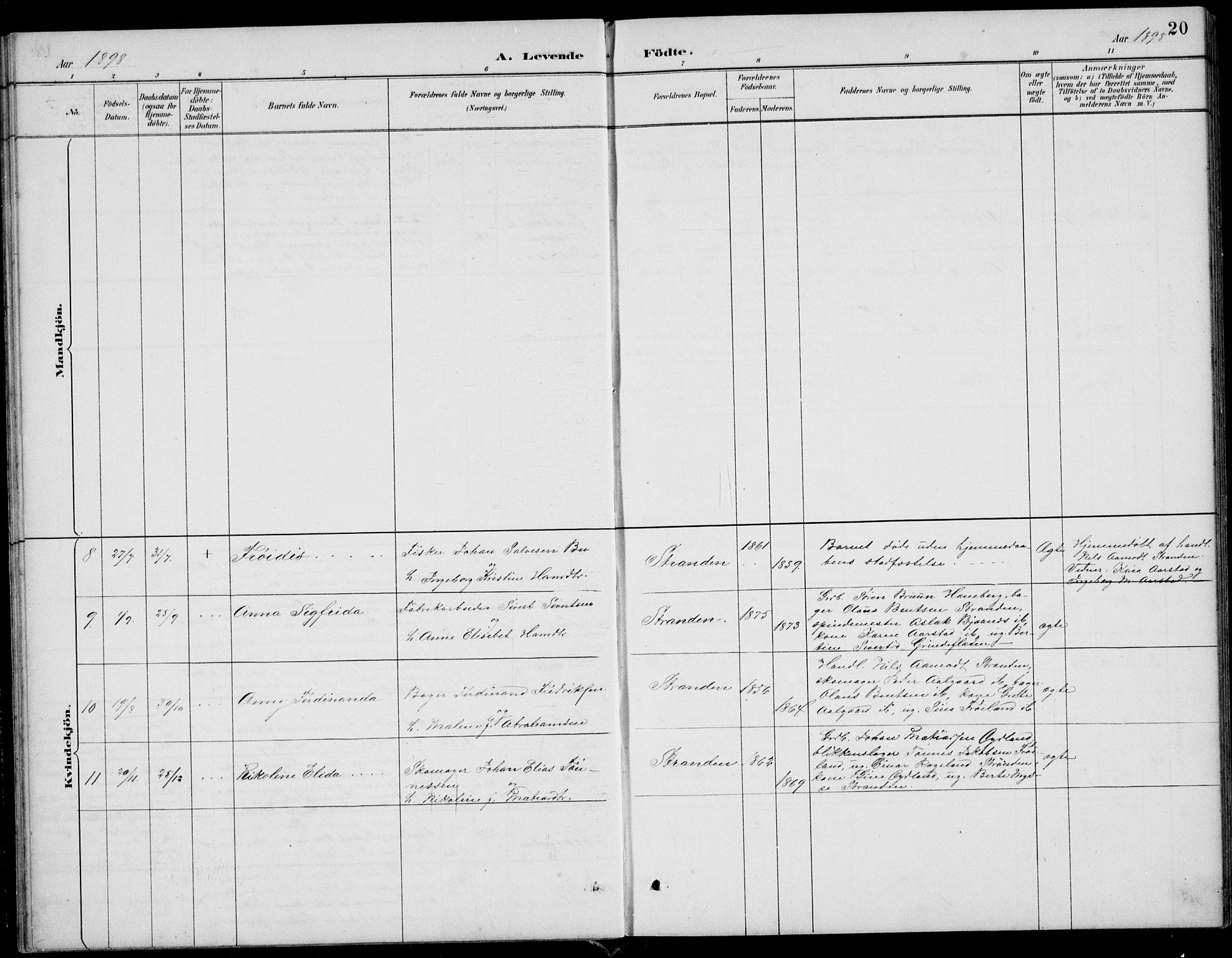 Sokndal sokneprestkontor, AV/SAST-A-101808: Parish register (copy) no. B 5, 1887-1934, p. 20