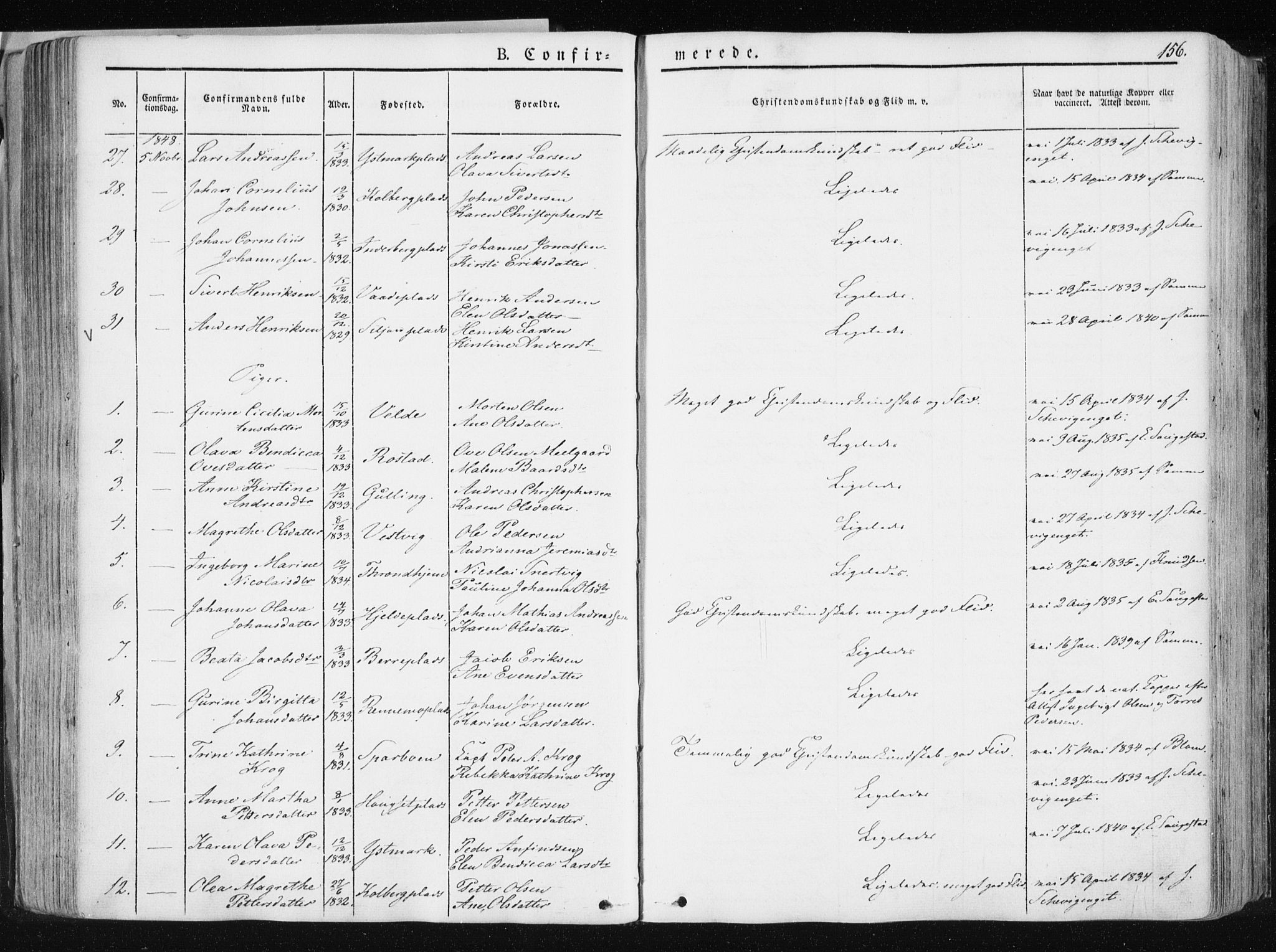 Ministerialprotokoller, klokkerbøker og fødselsregistre - Nord-Trøndelag, AV/SAT-A-1458/741/L0393: Parish register (official) no. 741A07, 1849-1863, p. 156