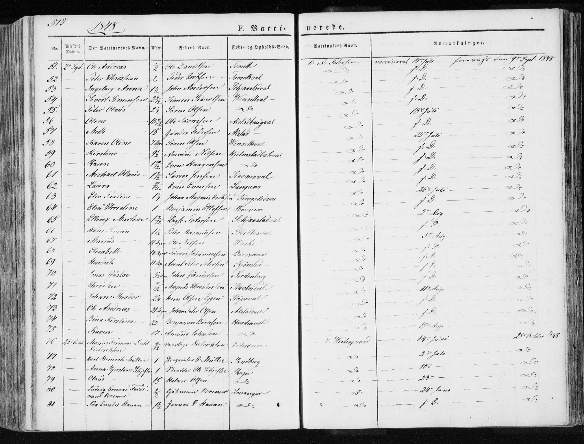 Ministerialprotokoller, klokkerbøker og fødselsregistre - Nord-Trøndelag, SAT/A-1458/717/L0154: Parish register (official) no. 717A06 /1, 1836-1849, p. 515