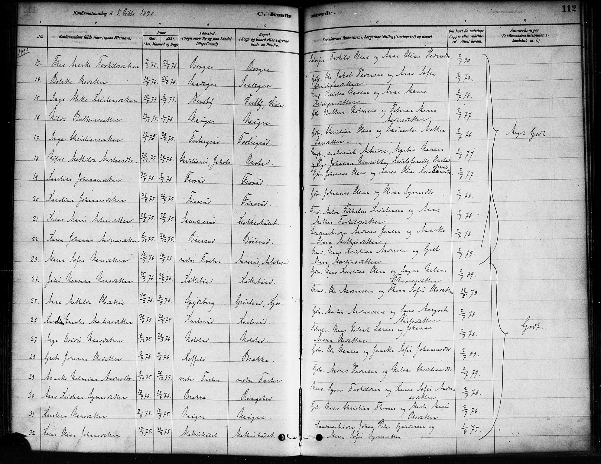 Skiptvet prestekontor Kirkebøker, AV/SAO-A-20009/F/Fa/L0009: Parish register (official) no. 9, 1878-1900, p. 112