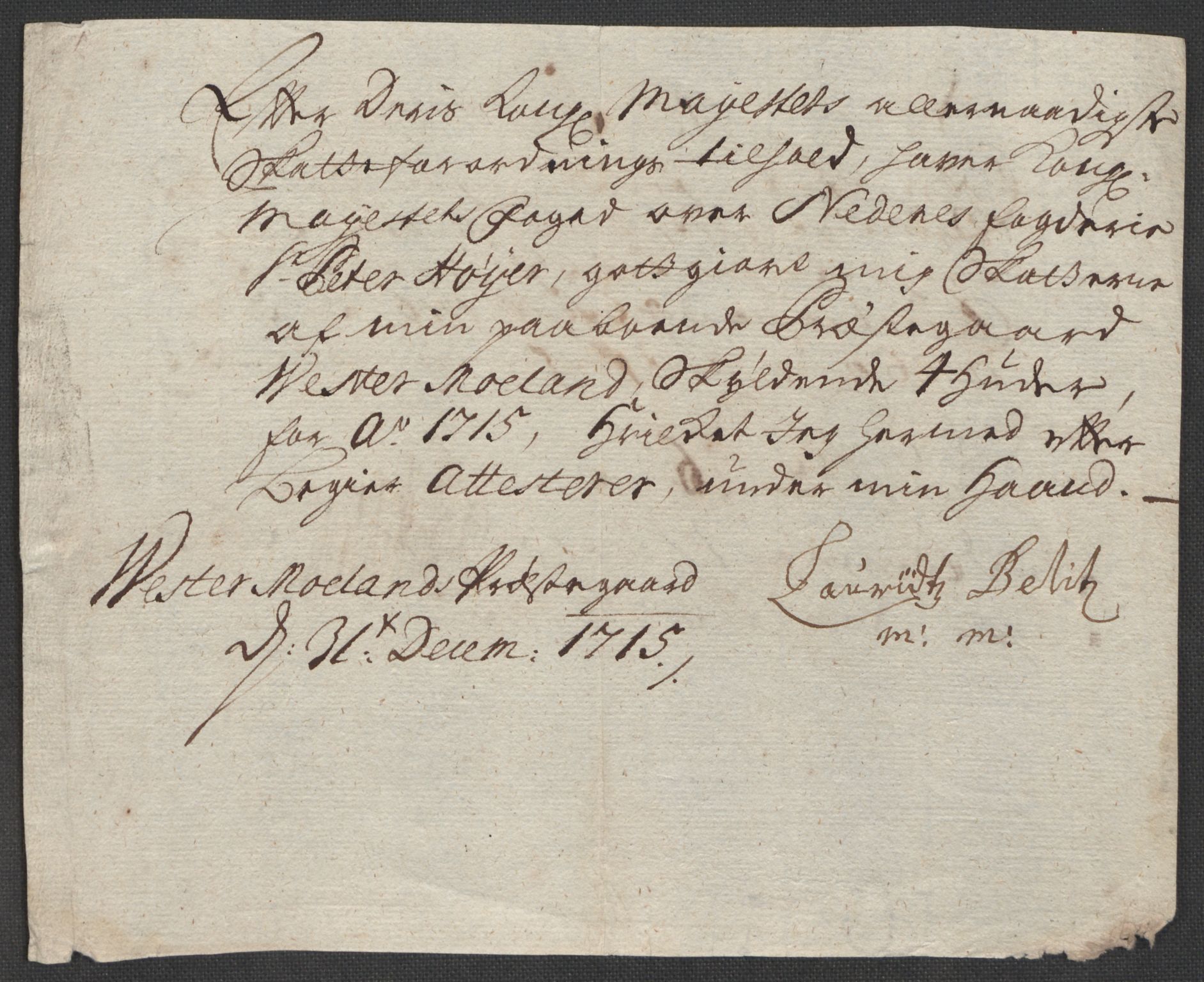 Rentekammeret inntil 1814, Reviderte regnskaper, Fogderegnskap, AV/RA-EA-4092/R39/L2323: Fogderegnskap Nedenes, 1715, p. 265