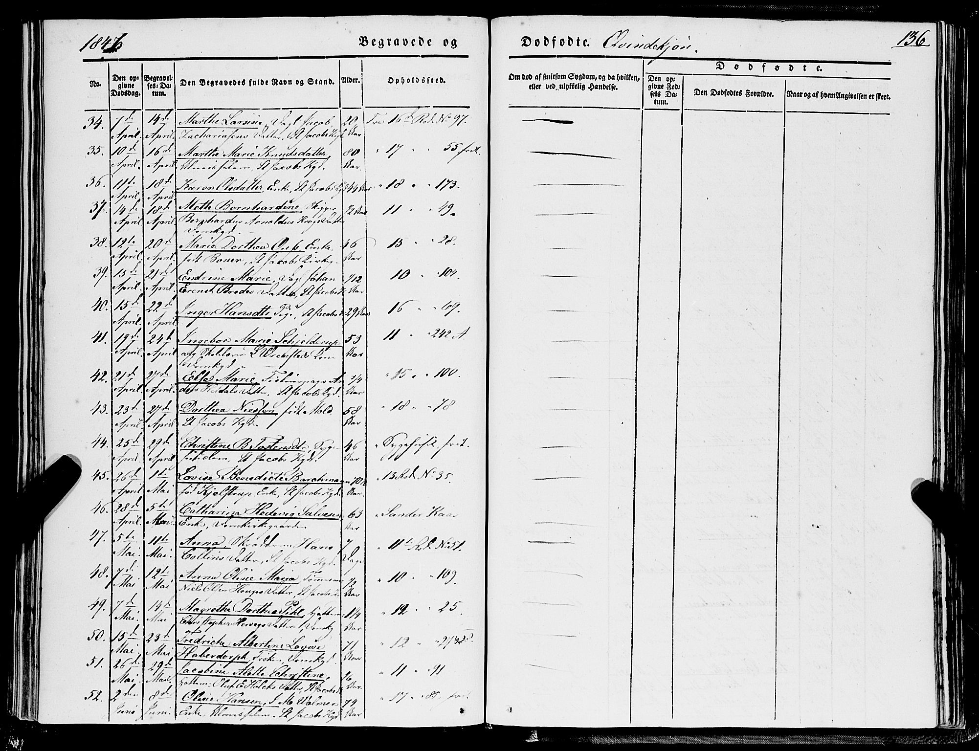 Domkirken sokneprestembete, AV/SAB-A-74801/H/Haa/L0040: Parish register (official) no. E 1, 1841-1853, p. 136