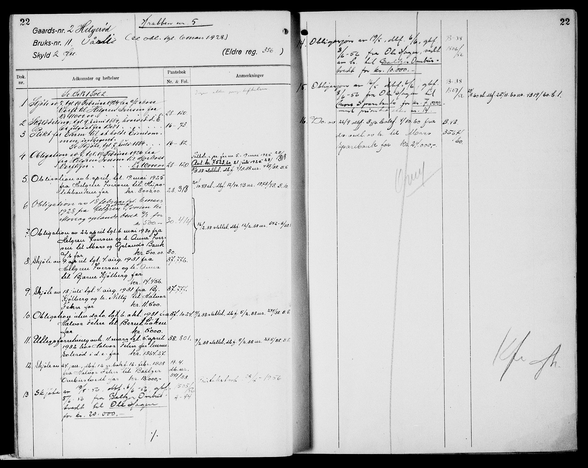 Moss sorenskriveri, SAO/A-10168: Mortgage register no. XI 2, 1836-1960, p. 22
