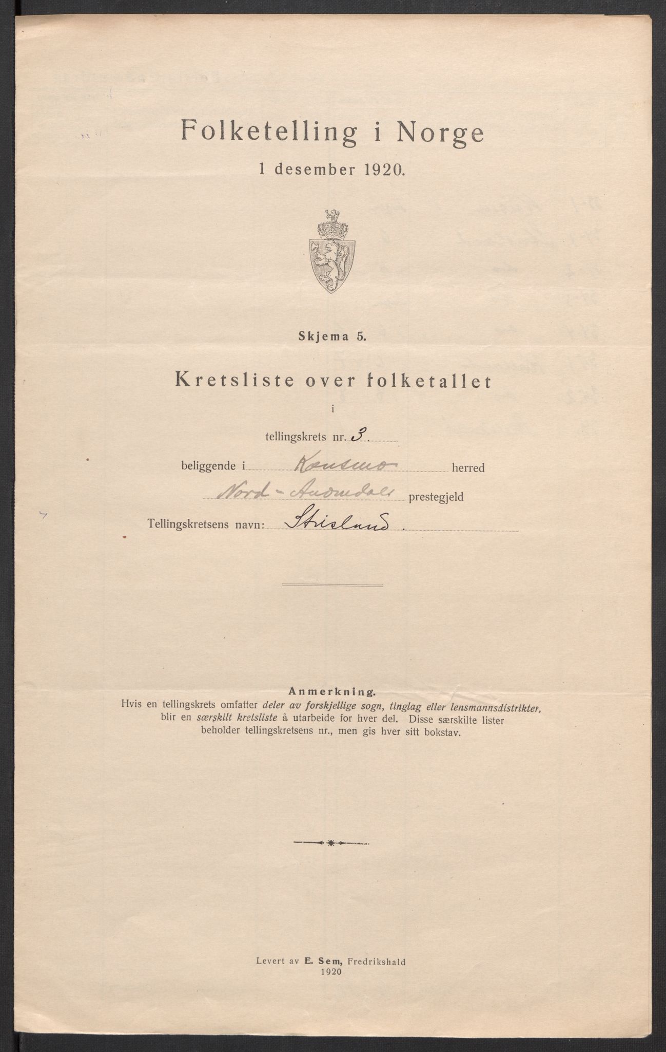 SAK, 1920 census for Konsmo, 1920, p. 12