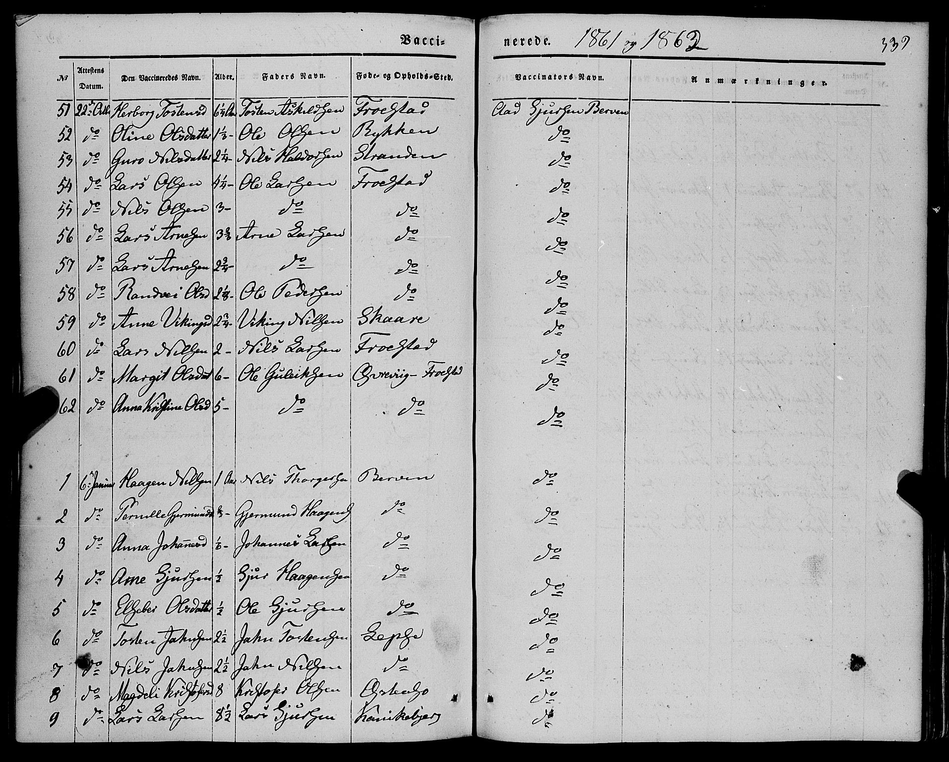 Kvam sokneprestembete, AV/SAB-A-76201/H/Haa: Parish register (official) no. A 8, 1844-1863, p. 339