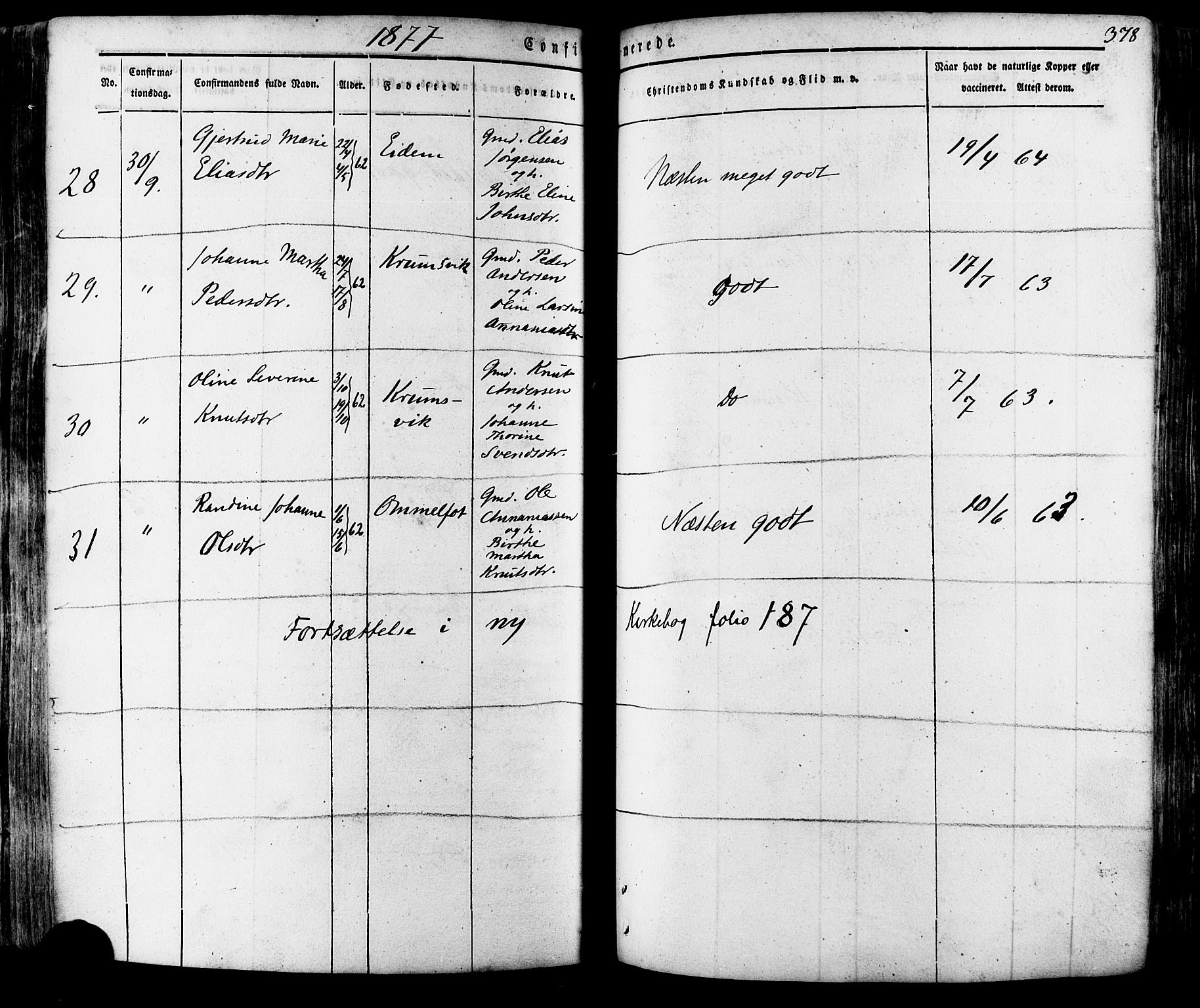 Ministerialprotokoller, klokkerbøker og fødselsregistre - Møre og Romsdal, AV/SAT-A-1454/511/L0140: Parish register (official) no. 511A07, 1851-1878, p. 378