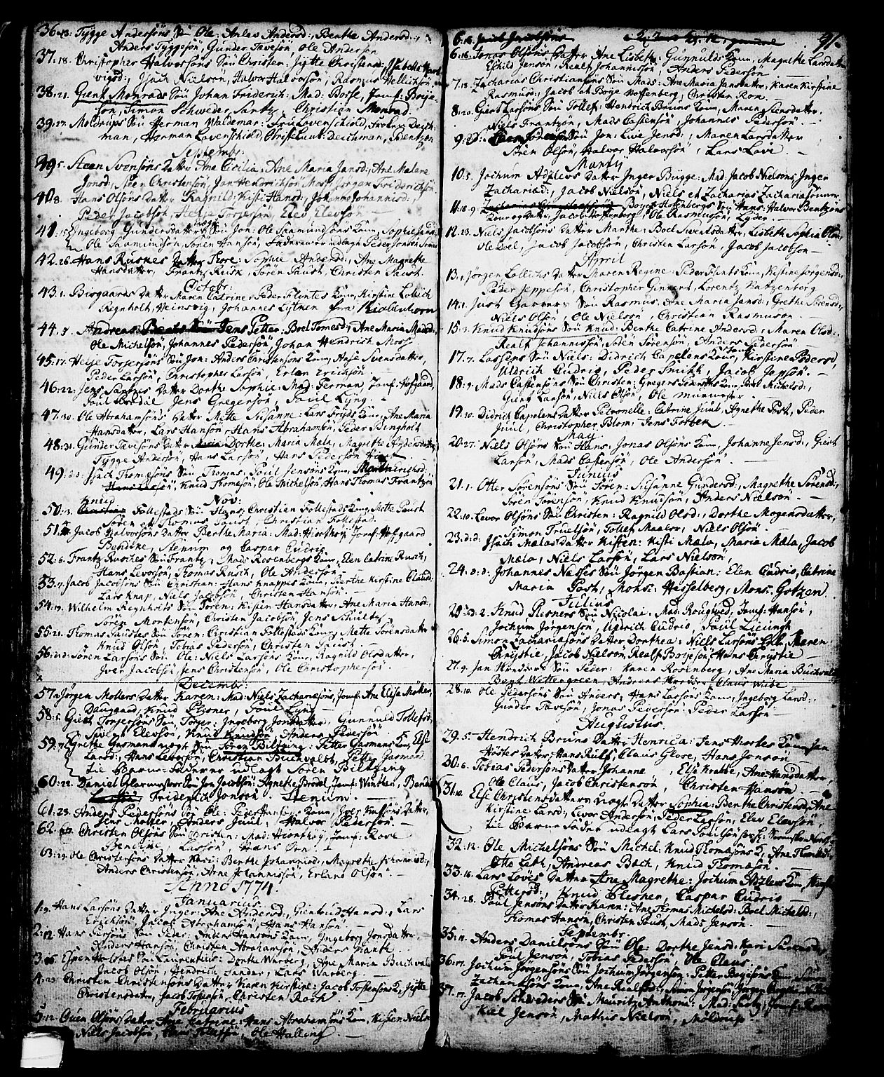 Skien kirkebøker, SAKO/A-302/G/Ga/L0001: Parish register (copy) no. 1, 1756-1791, p. 91