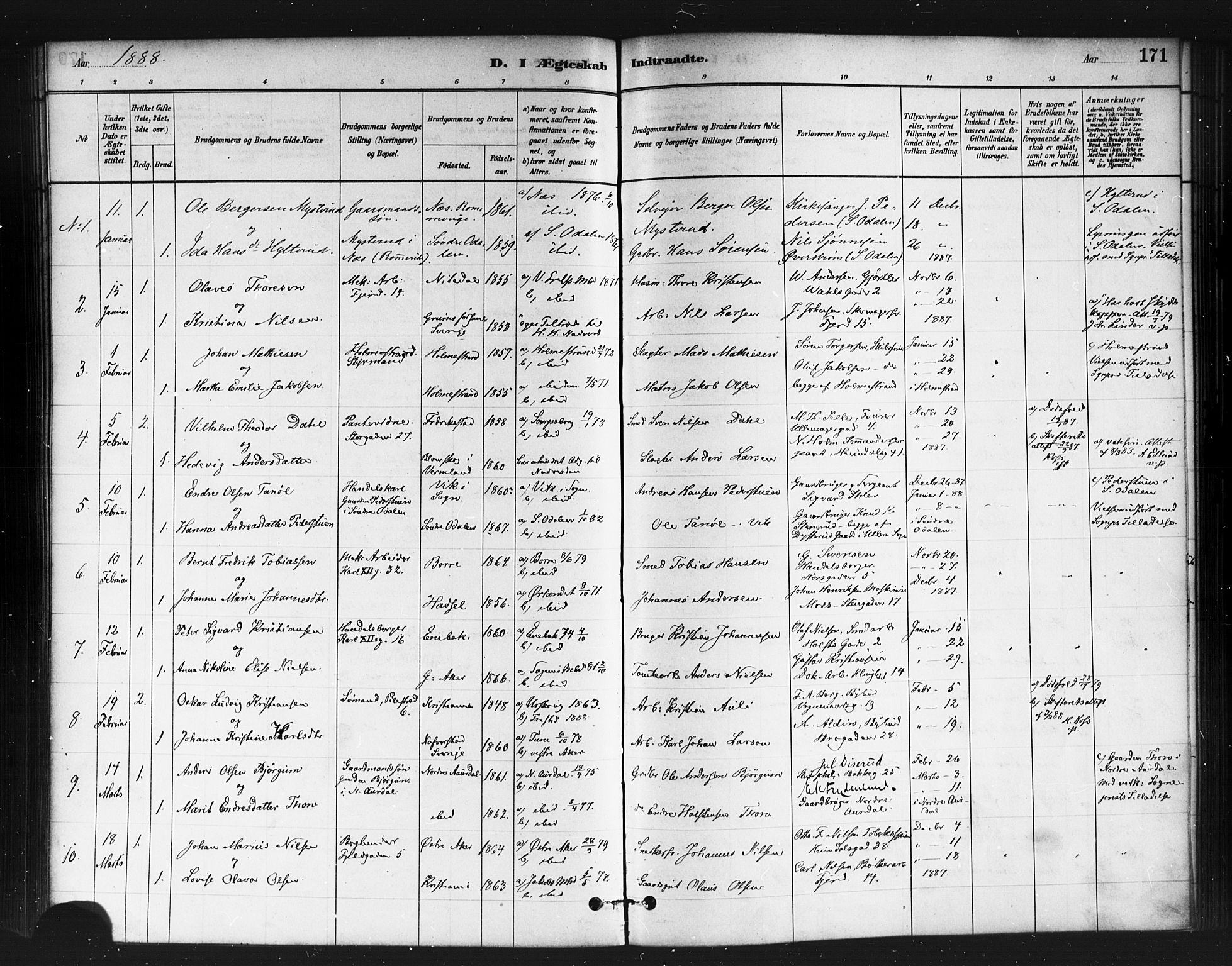 Jakob prestekontor Kirkebøker, SAO/A-10850/F/Fa/L0004: Parish register (official) no. 4, 1880-1894, p. 171