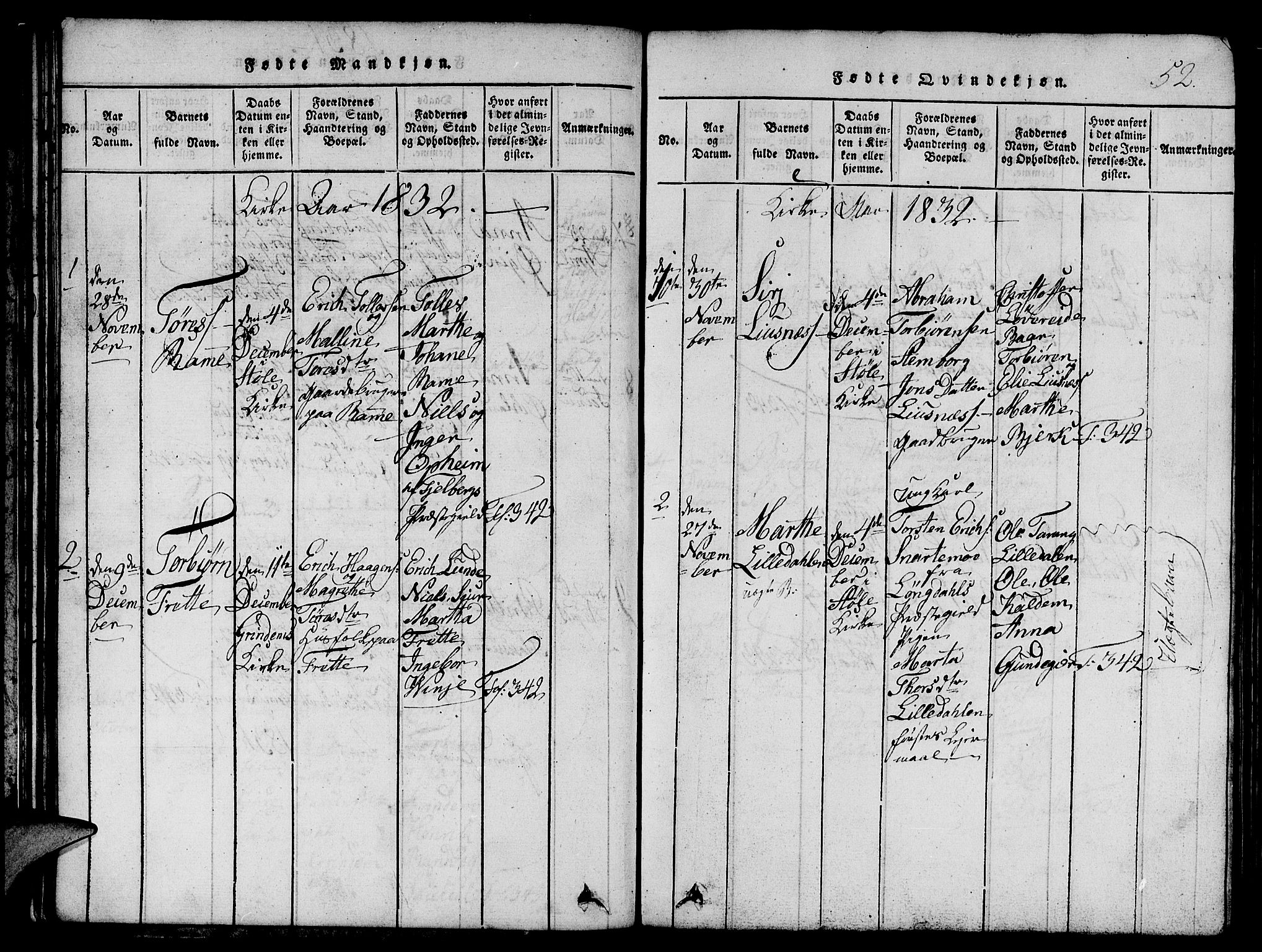 Etne sokneprestembete, SAB/A-75001/H/Hab: Parish register (copy) no. C 1, 1816-1841, p. 52