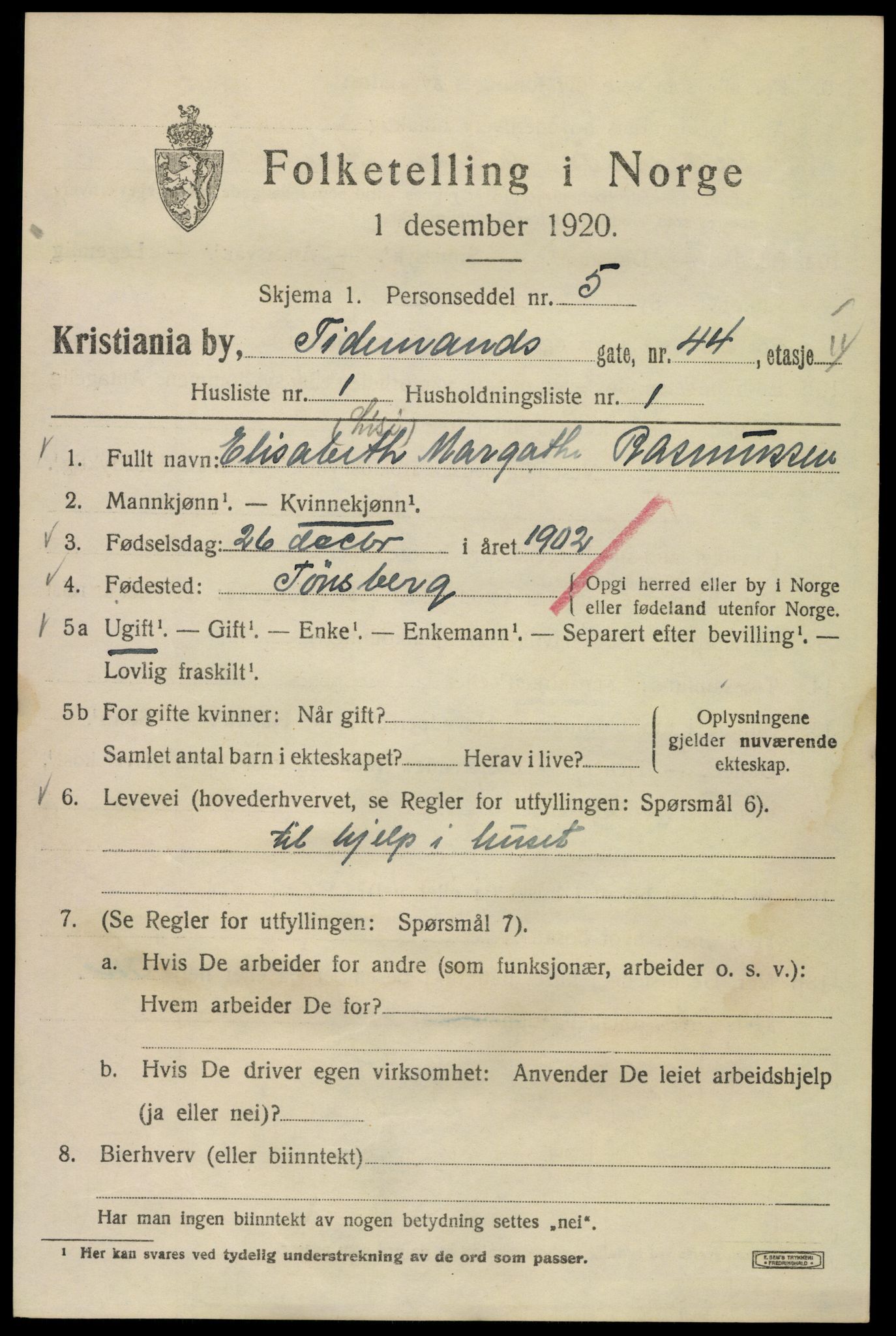 SAO, 1920 census for Kristiania, 1920, p. 582063