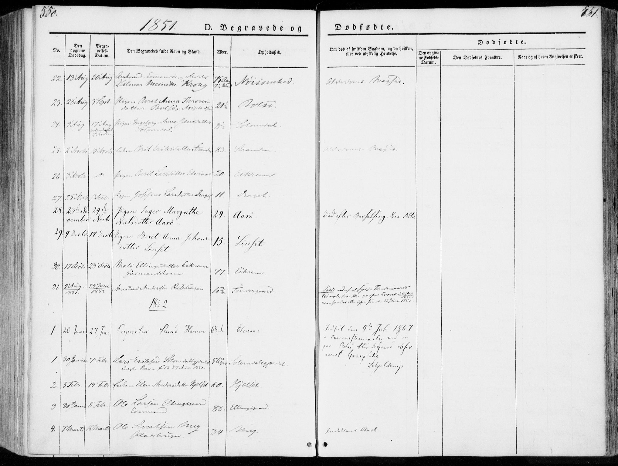 Ministerialprotokoller, klokkerbøker og fødselsregistre - Møre og Romsdal, SAT/A-1454/555/L0653: Parish register (official) no. 555A04, 1843-1869, p. 550-551