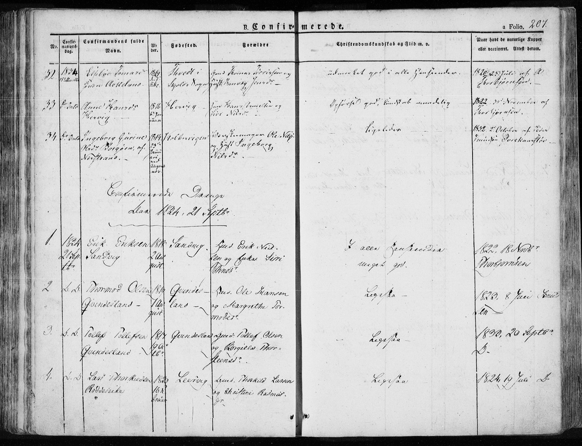 Tysvær sokneprestkontor, AV/SAST-A -101864/H/Ha/Haa/L0001: Parish register (official) no. A 1.1, 1831-1856, p. 207