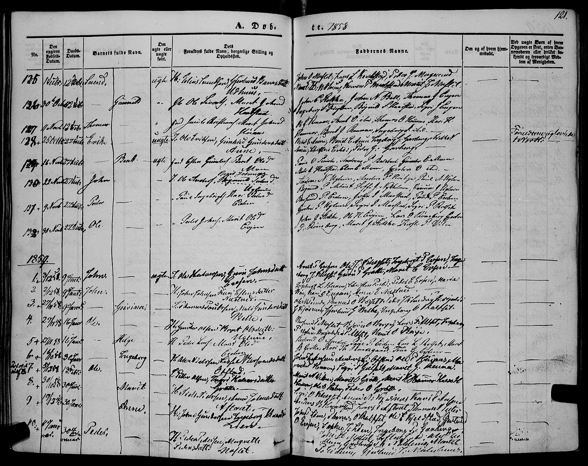 Ministerialprotokoller, klokkerbøker og fødselsregistre - Sør-Trøndelag, SAT/A-1456/695/L1145: Parish register (official) no. 695A06 /1, 1843-1859, p. 121