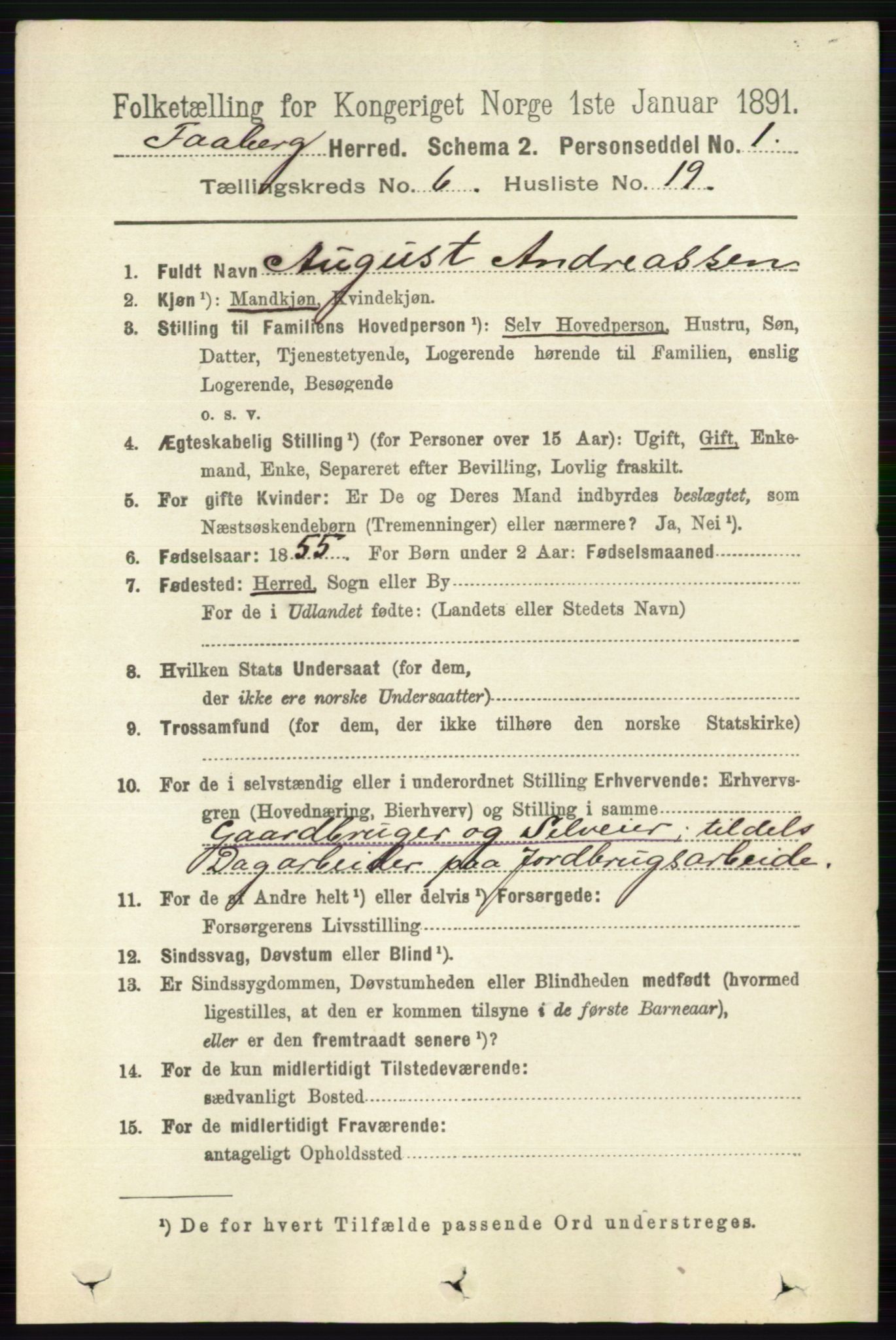 RA, 1891 census for 0524 Fåberg, 1891, p. 2403