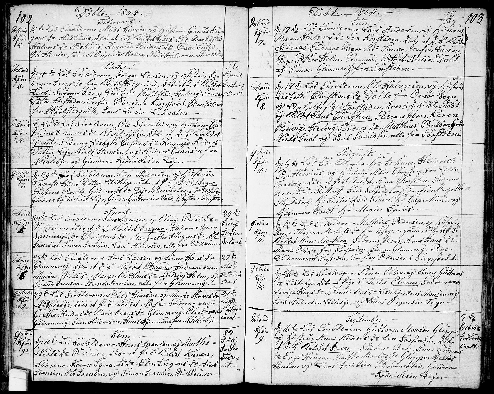 Glemmen prestekontor Kirkebøker, SAO/A-10908/F/Fa/L0003: Parish register (official) no. 3, 1803-1815, p. 102-103