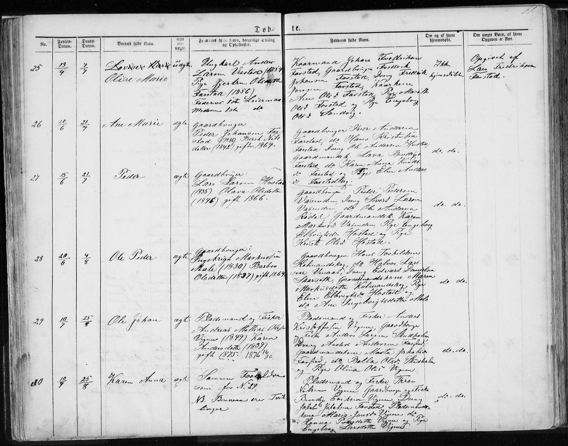 Ministerialprotokoller, klokkerbøker og fødselsregistre - Møre og Romsdal, AV/SAT-A-1454/567/L0782: Parish register (copy) no. 567C02, 1867-1886, p. 61