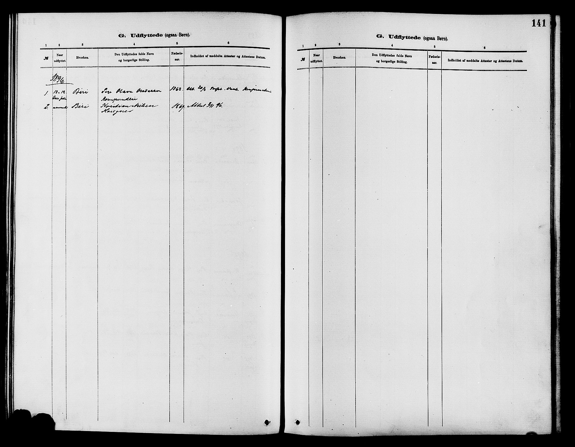 Nordre Land prestekontor, SAH/PREST-124/H/Ha/Haa/L0003: Parish register (official) no. 3, 1882-1896, p. 141