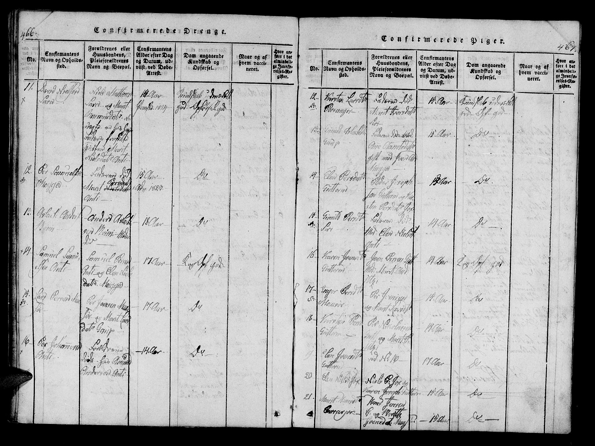 Kistrand/Porsanger sokneprestembete, AV/SATØ-S-1351/H/Ha/L0010.kirke: Parish register (official) no. 10, 1821-1842, p. 466-467