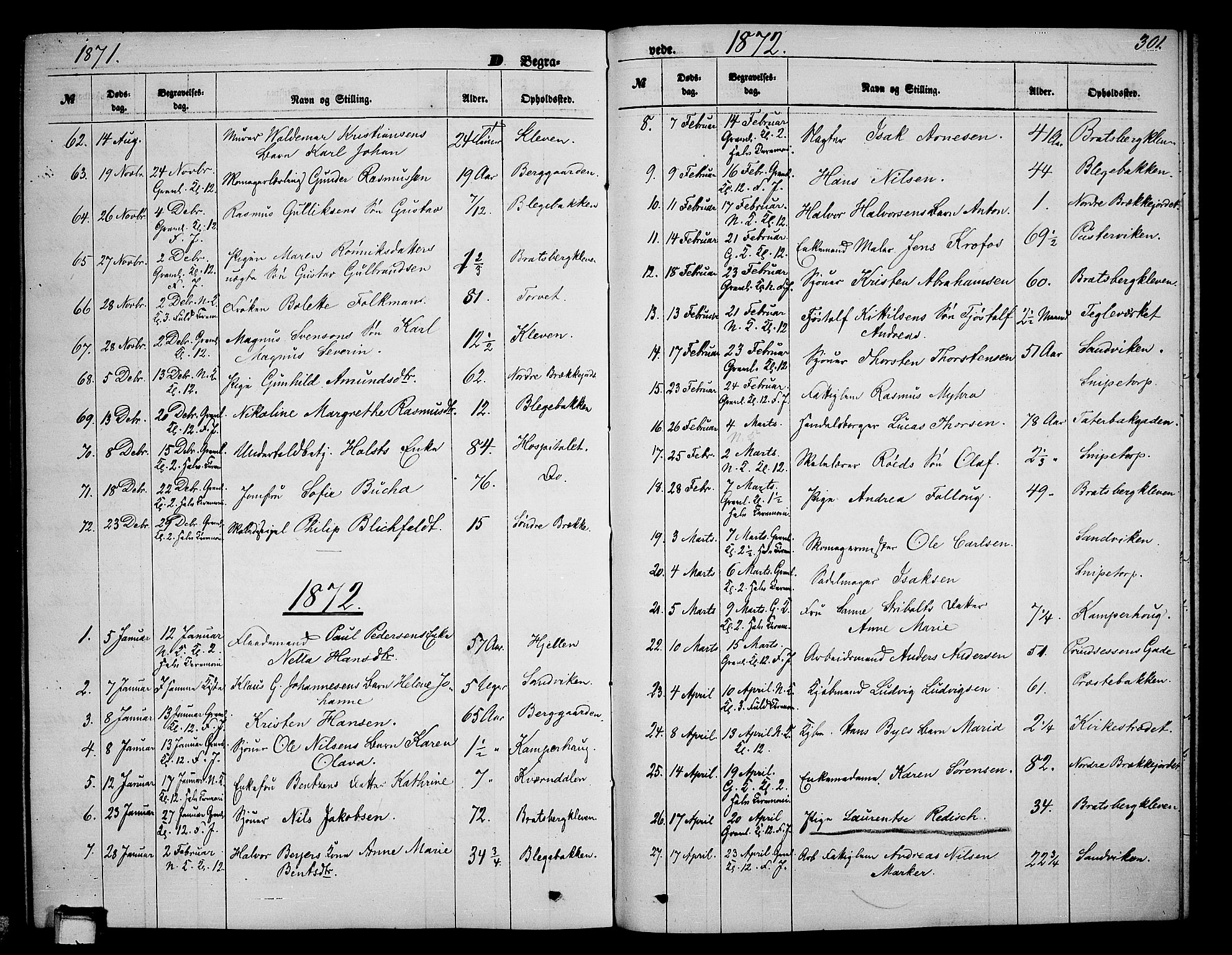 Skien kirkebøker, SAKO/A-302/G/Ga/L0005: Parish register (copy) no. 5, 1868-1880, p. 301