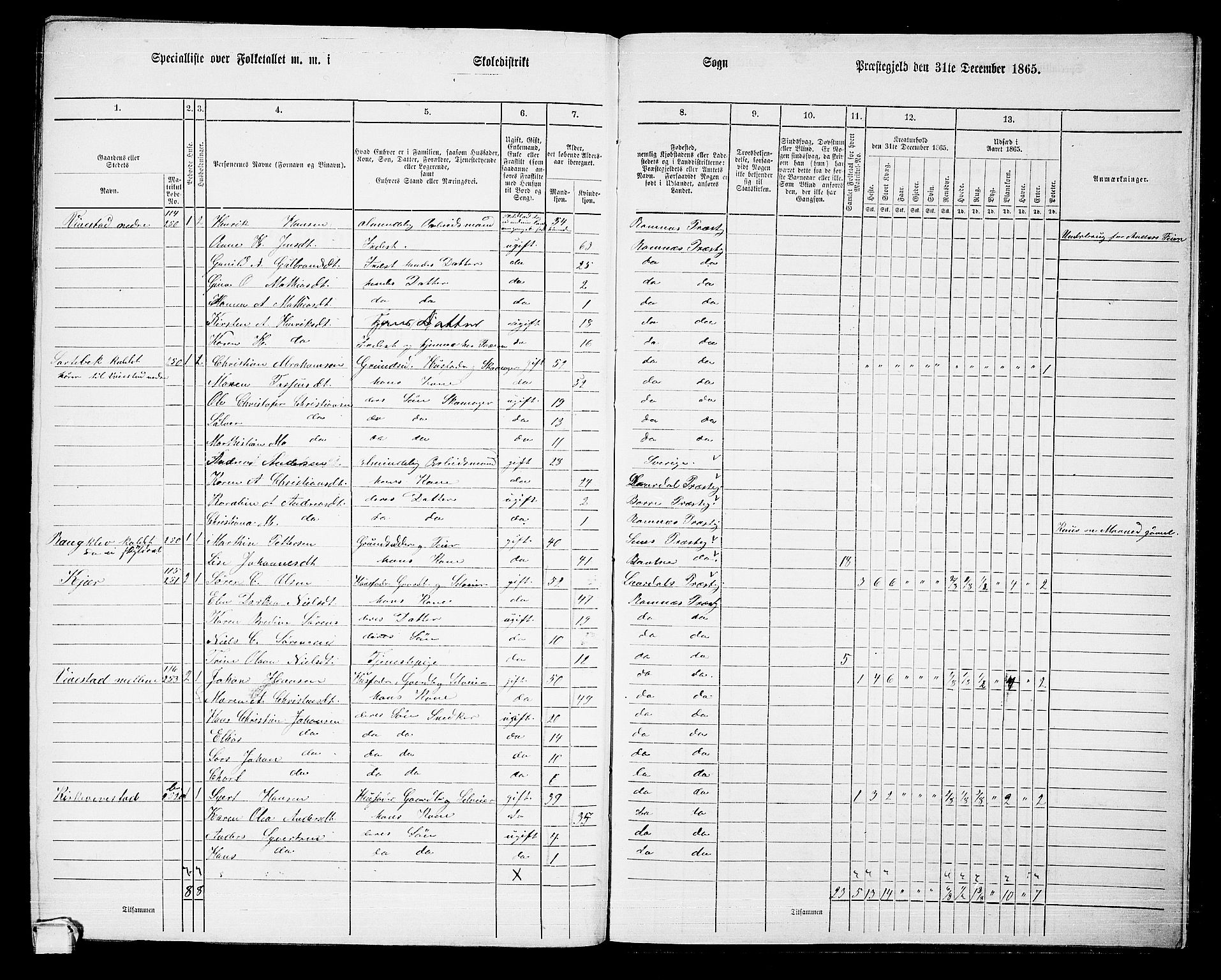 RA, 1865 census for Ramnes, 1865, p. 122