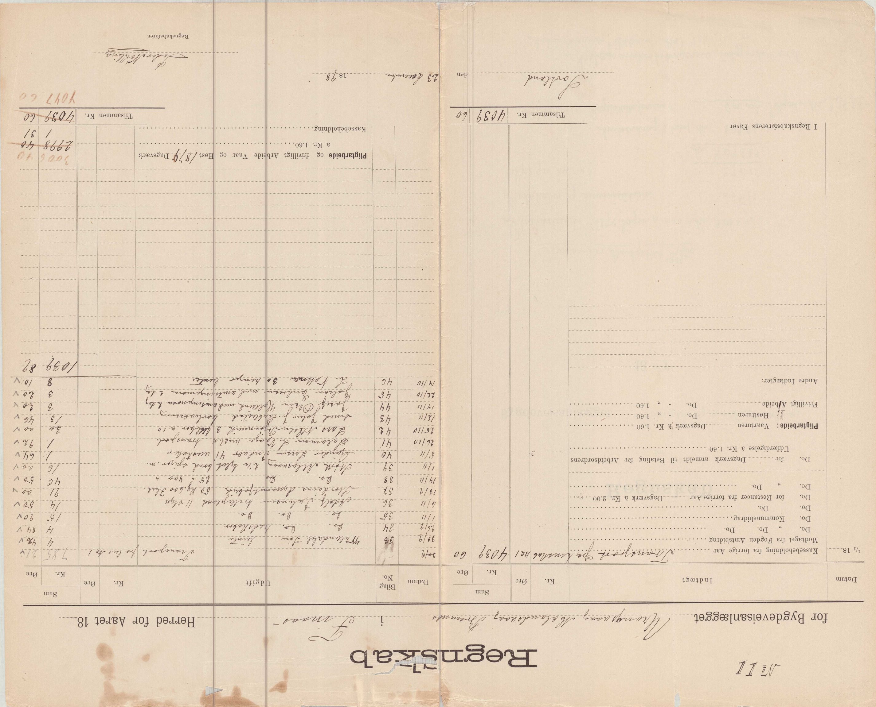 Finnaas kommune. Formannskapet, IKAH/1218a-021/E/Ea/L0002/0001: Rekneskap for veganlegg / Rekneskap for veganlegget Urangsvåg - Mælandsvåg, 1898-1900, p. 11