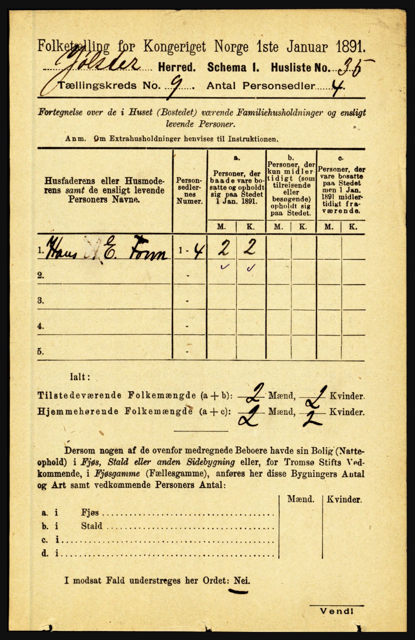 RA, 1891 census for 1431 Jølster, 1891, p. 3127