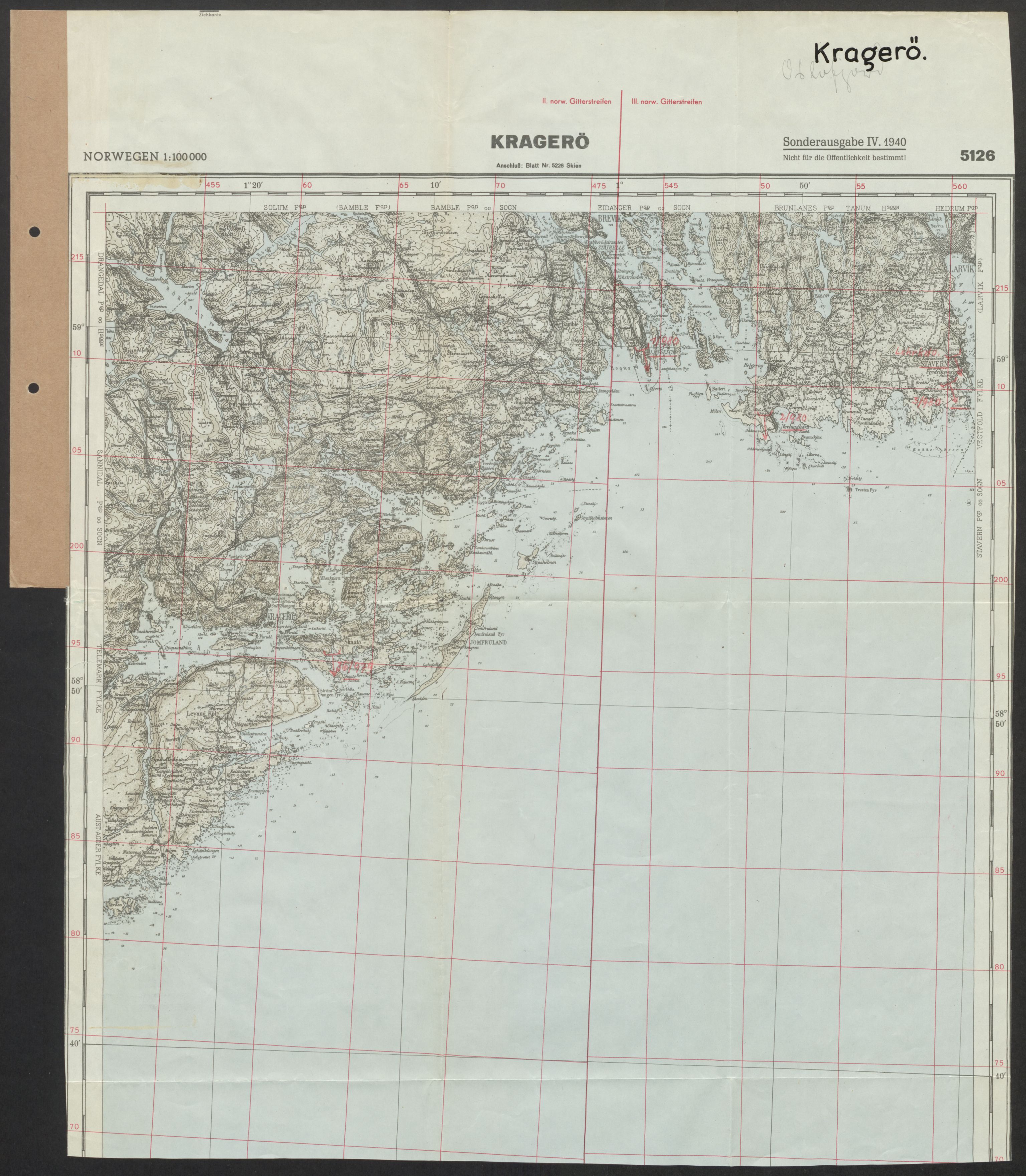 Forsvaret, Generalinspektør og sjefen for Kystartilleriet, AV/RA-RAFA-2045/F/Fa/L0016: Tyske oversiktskarter over festningsanlegg, 1940-1945, p. 266