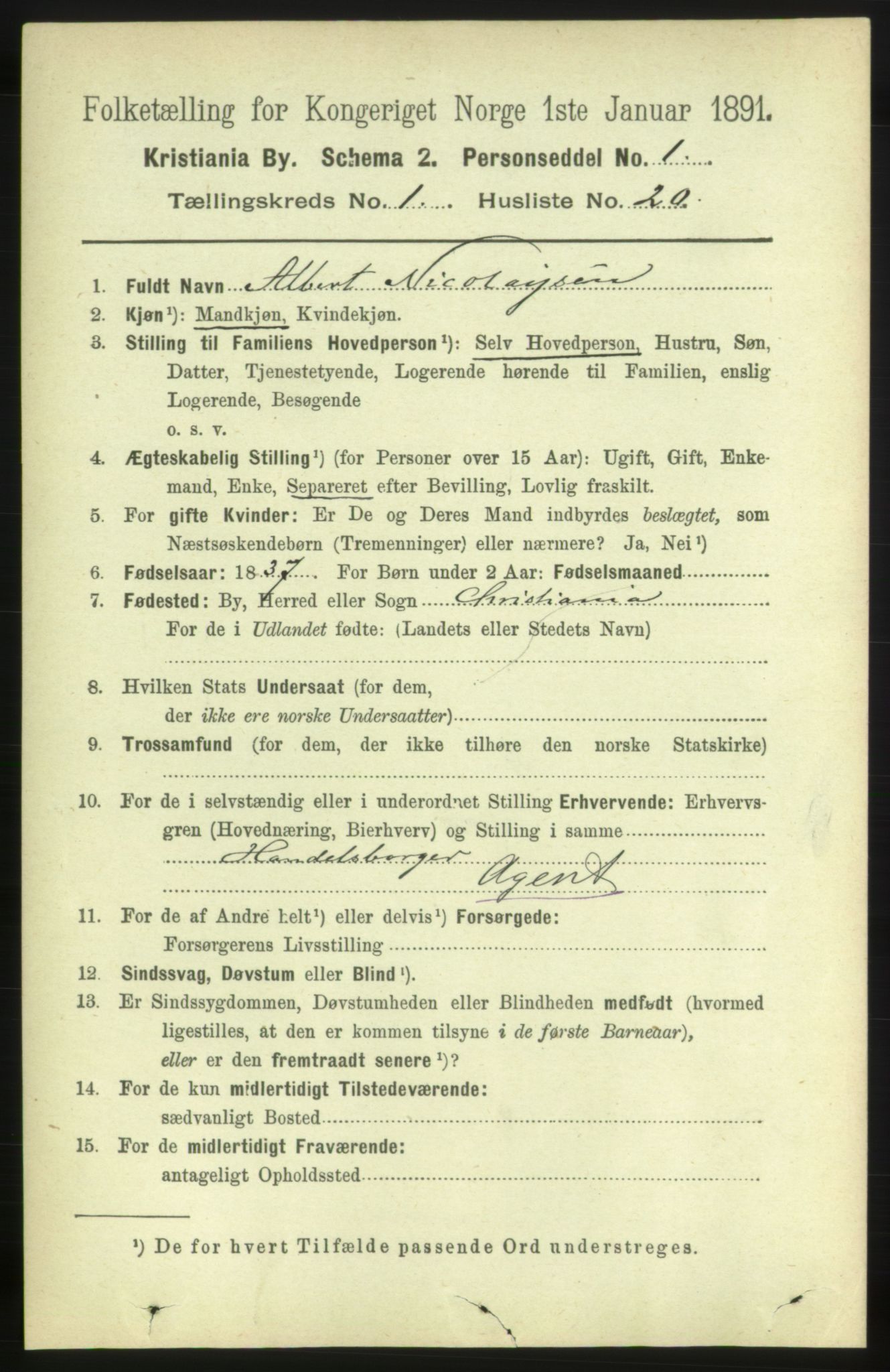 RA, 1891 census for 0301 Kristiania, 1891, p. 490