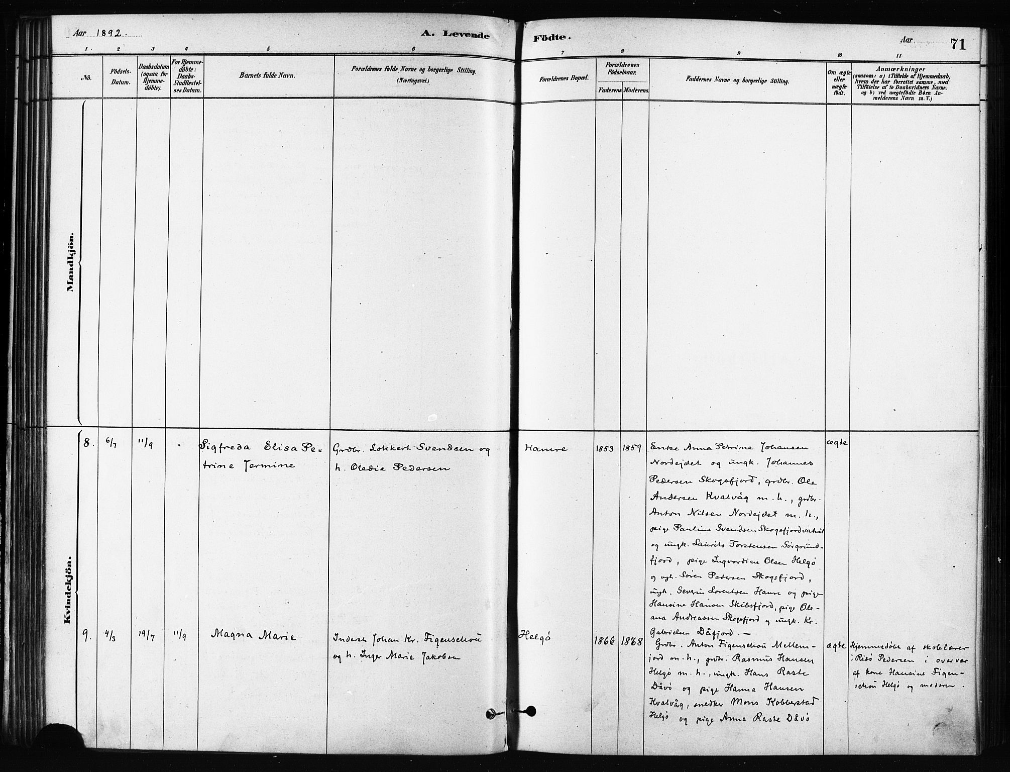 Karlsøy sokneprestembete, SATØ/S-1299/H/Ha/Haa/L0011kirke: Parish register (official) no. 11, 1879-1892, p. 71
