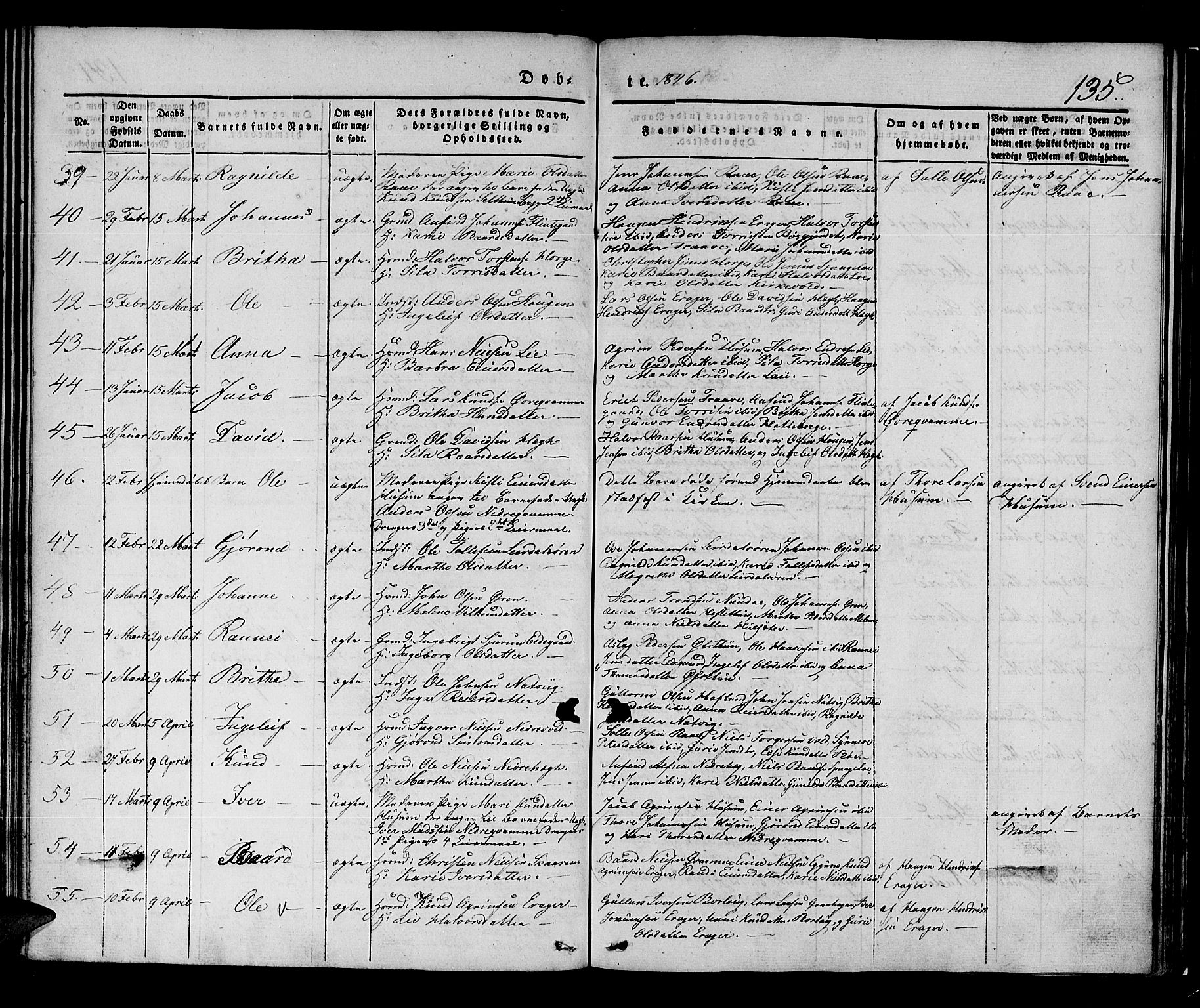 Lærdal sokneprestembete, SAB/A-81201: Parish register (official) no. A 6, 1835-1849, p. 135
