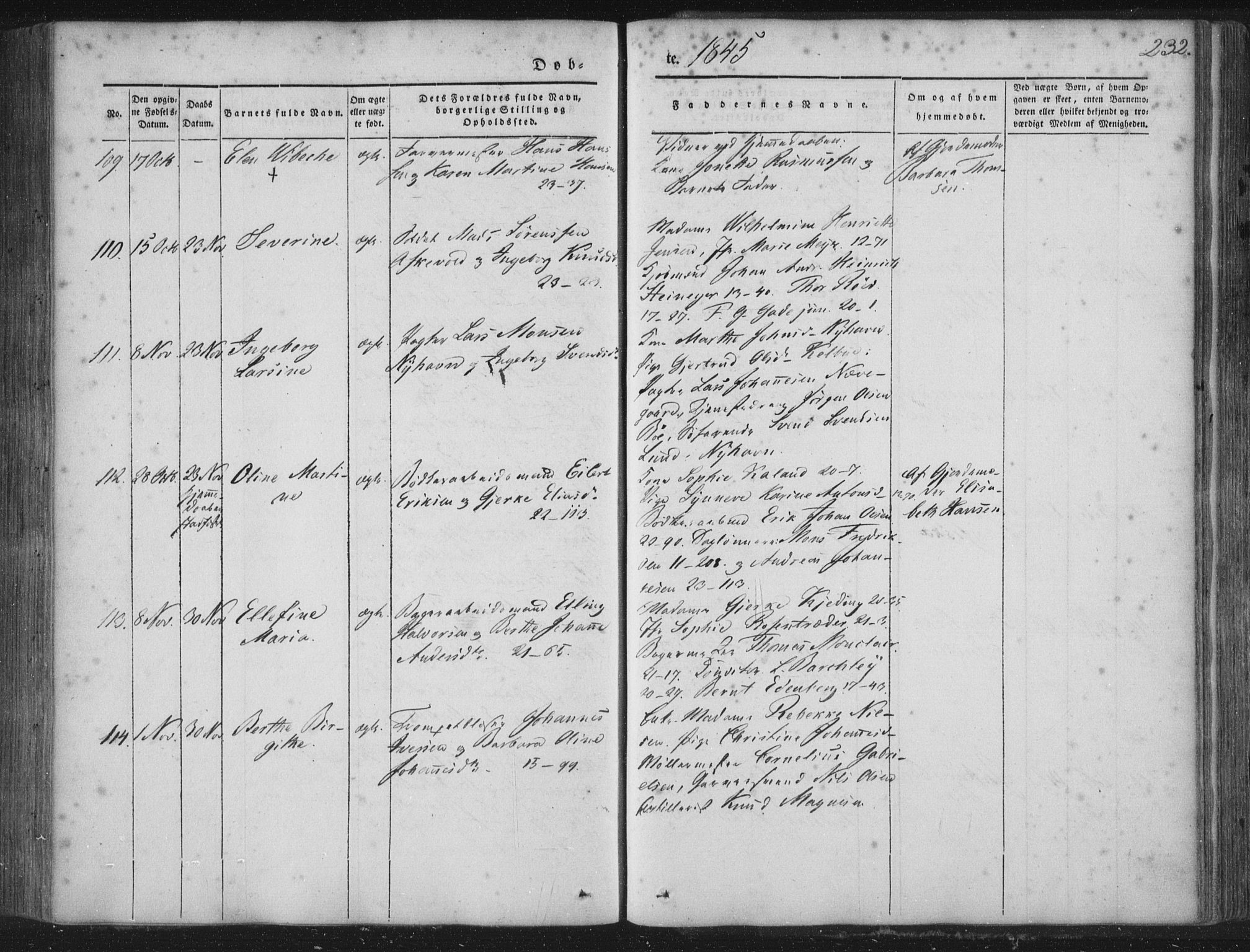 Korskirken sokneprestembete, SAB/A-76101/H/Haa/L0016: Parish register (official) no. B 2, 1841-1851, p. 232