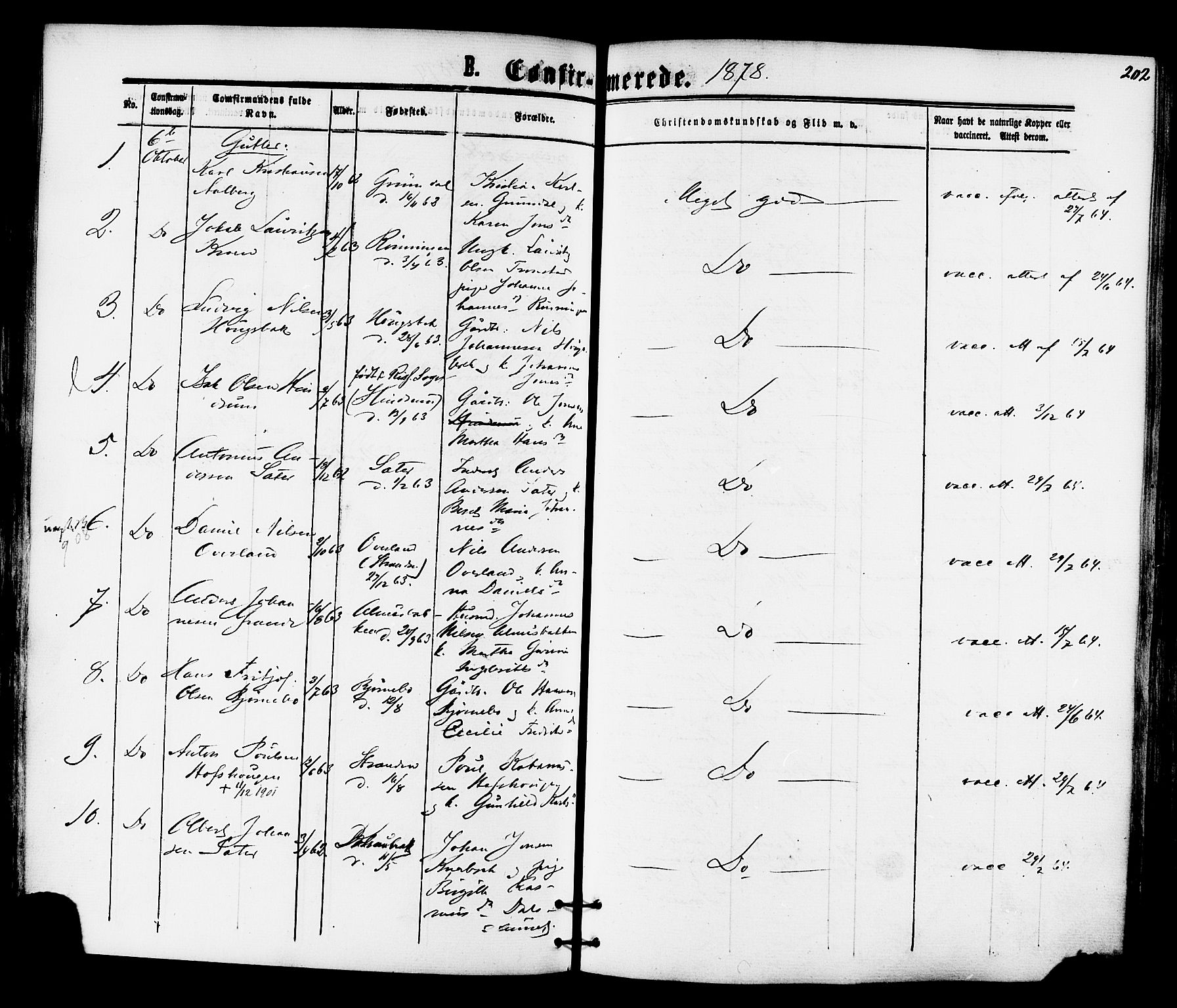 Ministerialprotokoller, klokkerbøker og fødselsregistre - Nord-Trøndelag, SAT/A-1458/701/L0009: Parish register (official) no. 701A09 /1, 1864-1882, p. 202