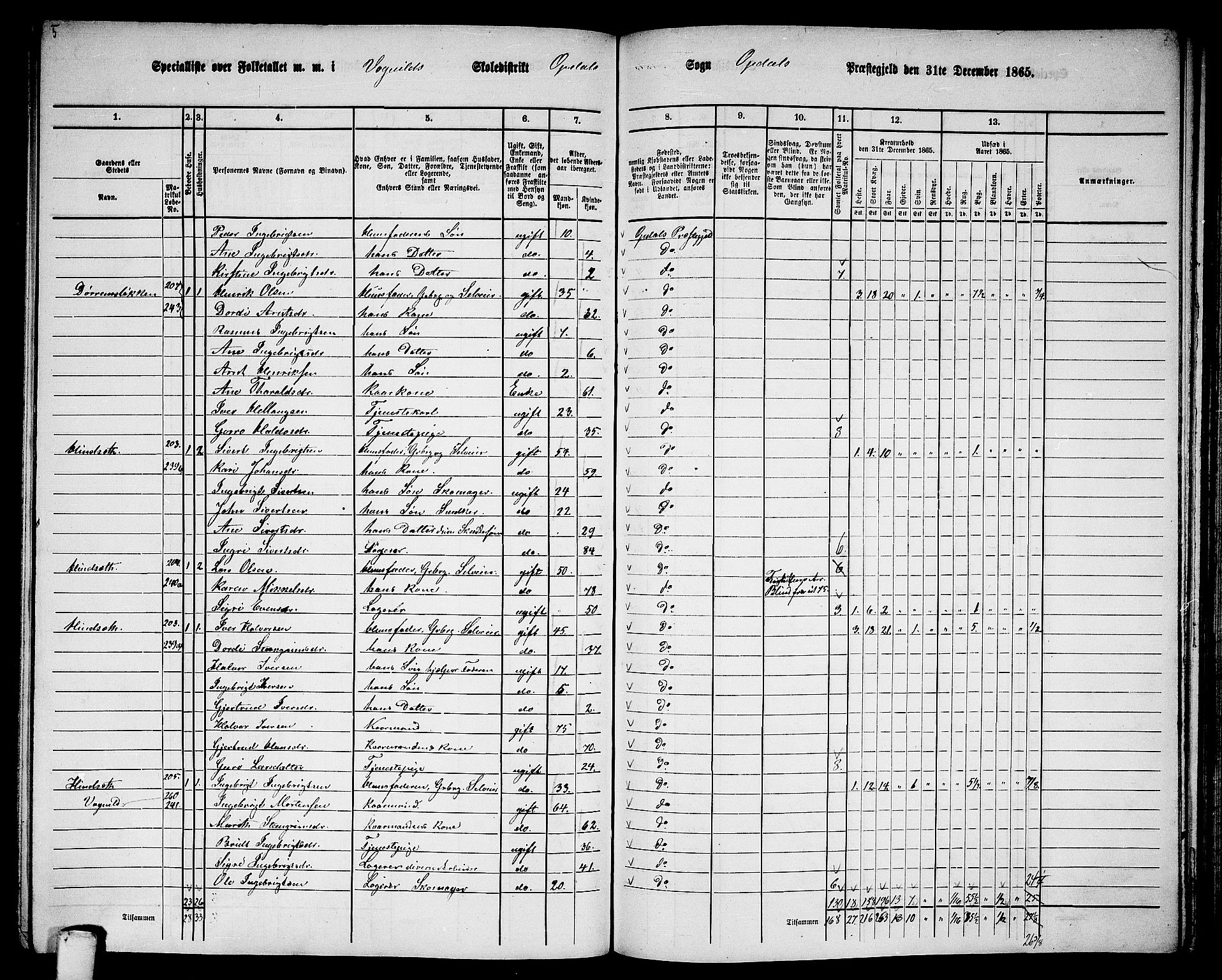 RA, 1865 census for Oppdal, 1865, p. 131