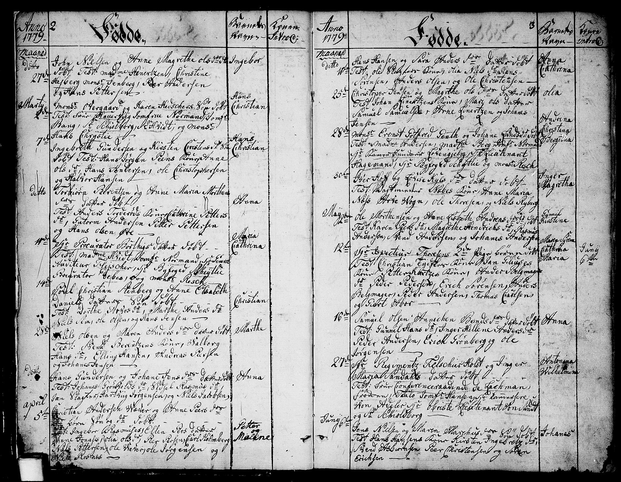 Moss prestekontor Kirkebøker, SAO/A-2003/F/Fa/L0003: Parish register (official) no. I 3, 1779-1814, p. 2-3